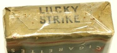 Original WWII Period unopened pack with cellophane wrapper of green box of Lucky  Strike cigarettes. (mm372)