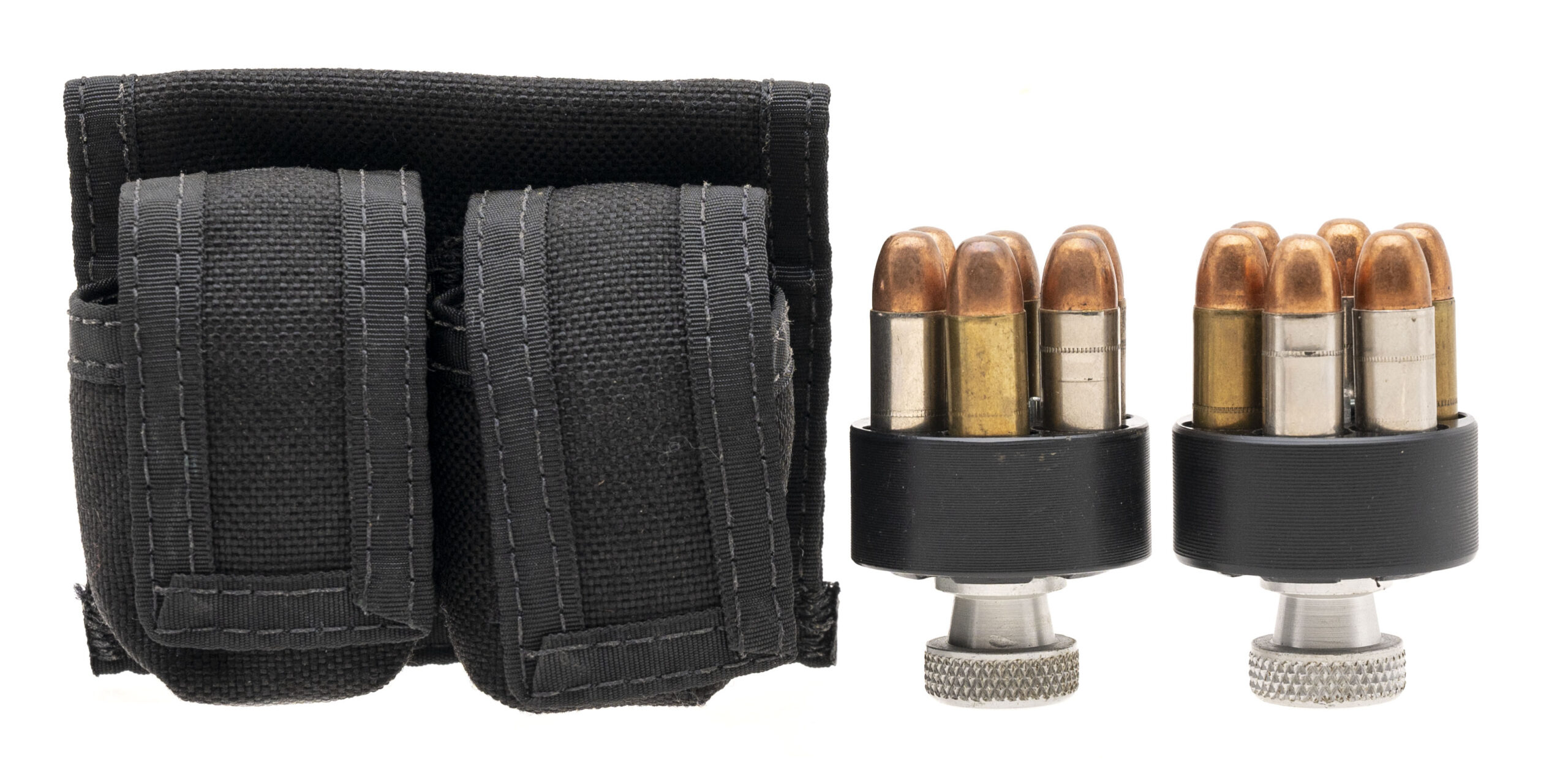 Two used 6-shot HKS 10 speedloaders & pouch (AM1770)