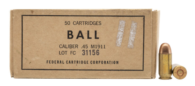 WW2 Federal Cartridge Corporation Pistol Ball .45 ACP Ammo 50 Rounds