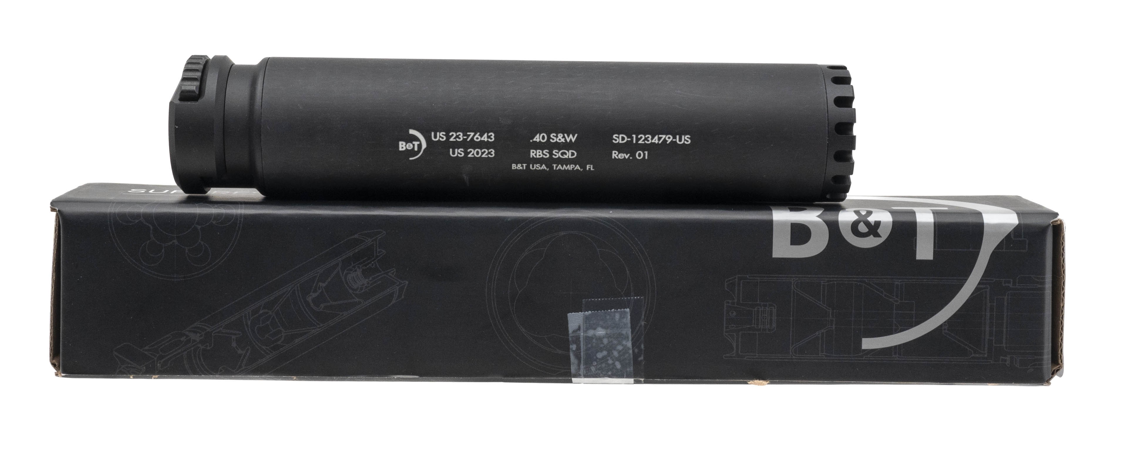 (SN: US23-7643) B&T APC 40 SQD RBS SMG .40 S&W Suppressor (NGZ4777) New