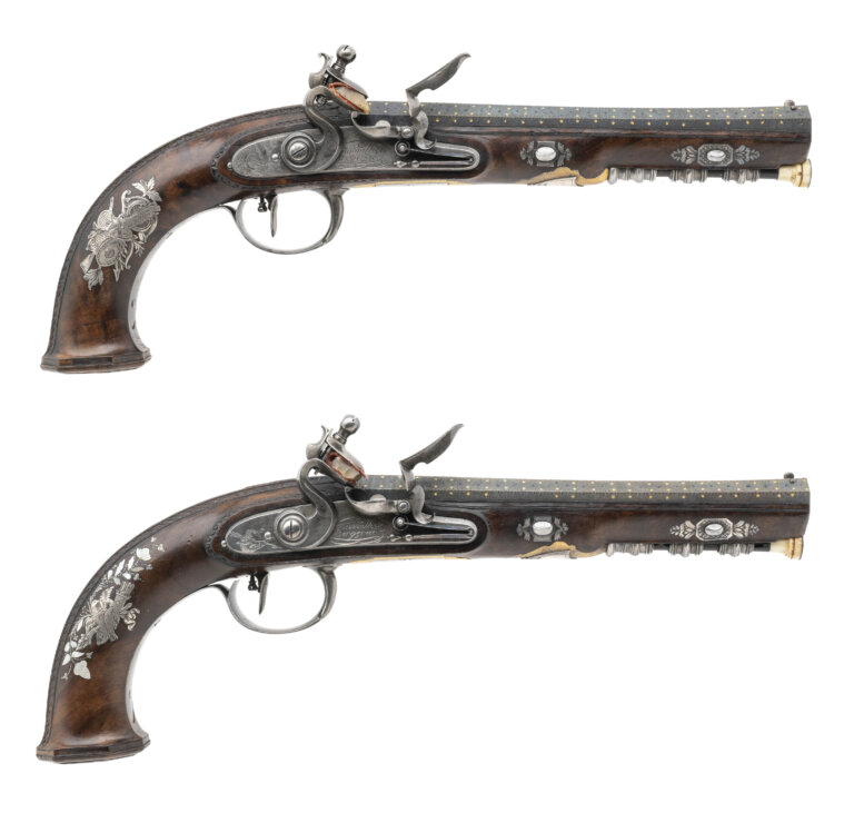 Extremely Fine French Officers Pistols by Gounouilhou of Bergerac