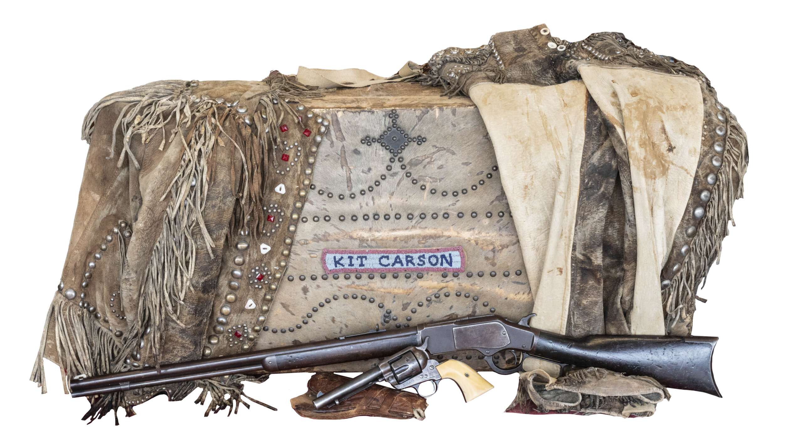 William “Kit” Carson traveling chest, Colt SAA and Winchester 1873 (MIS5791)