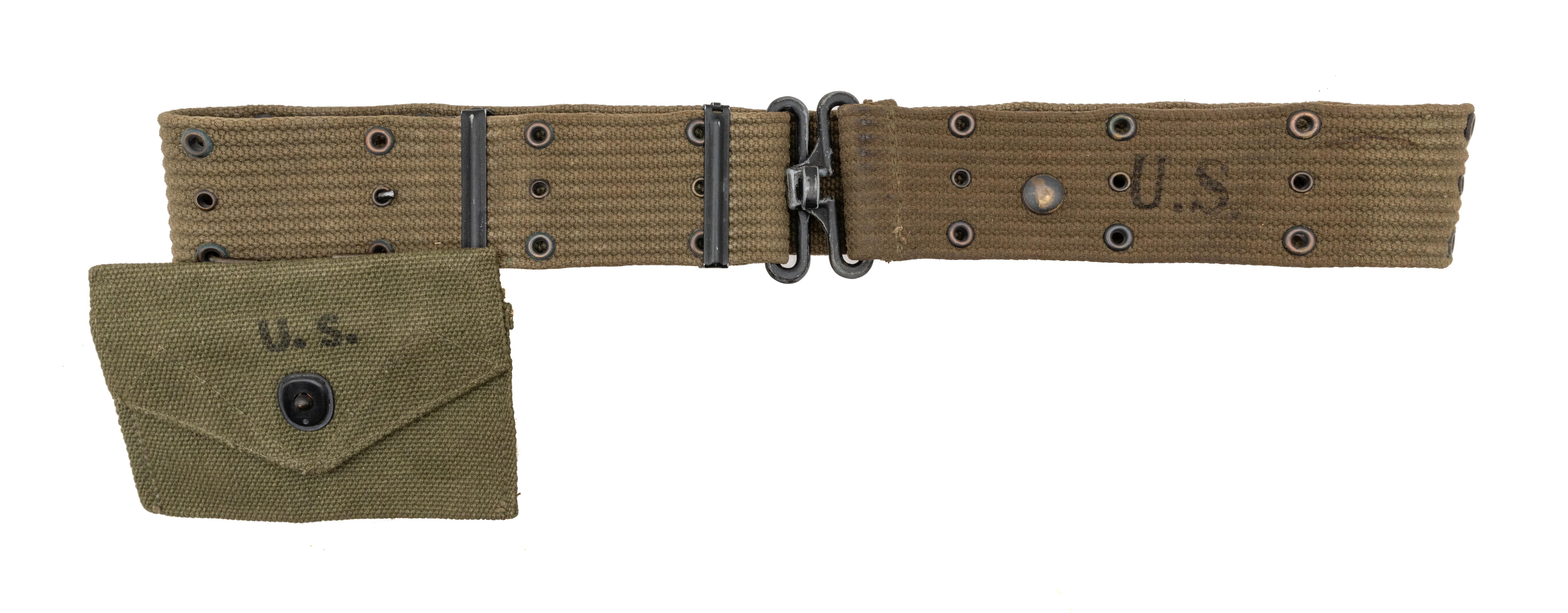 USGI M1936 PISTOL BELT & CARLISLE BANDAGE POUCH (MM3432)