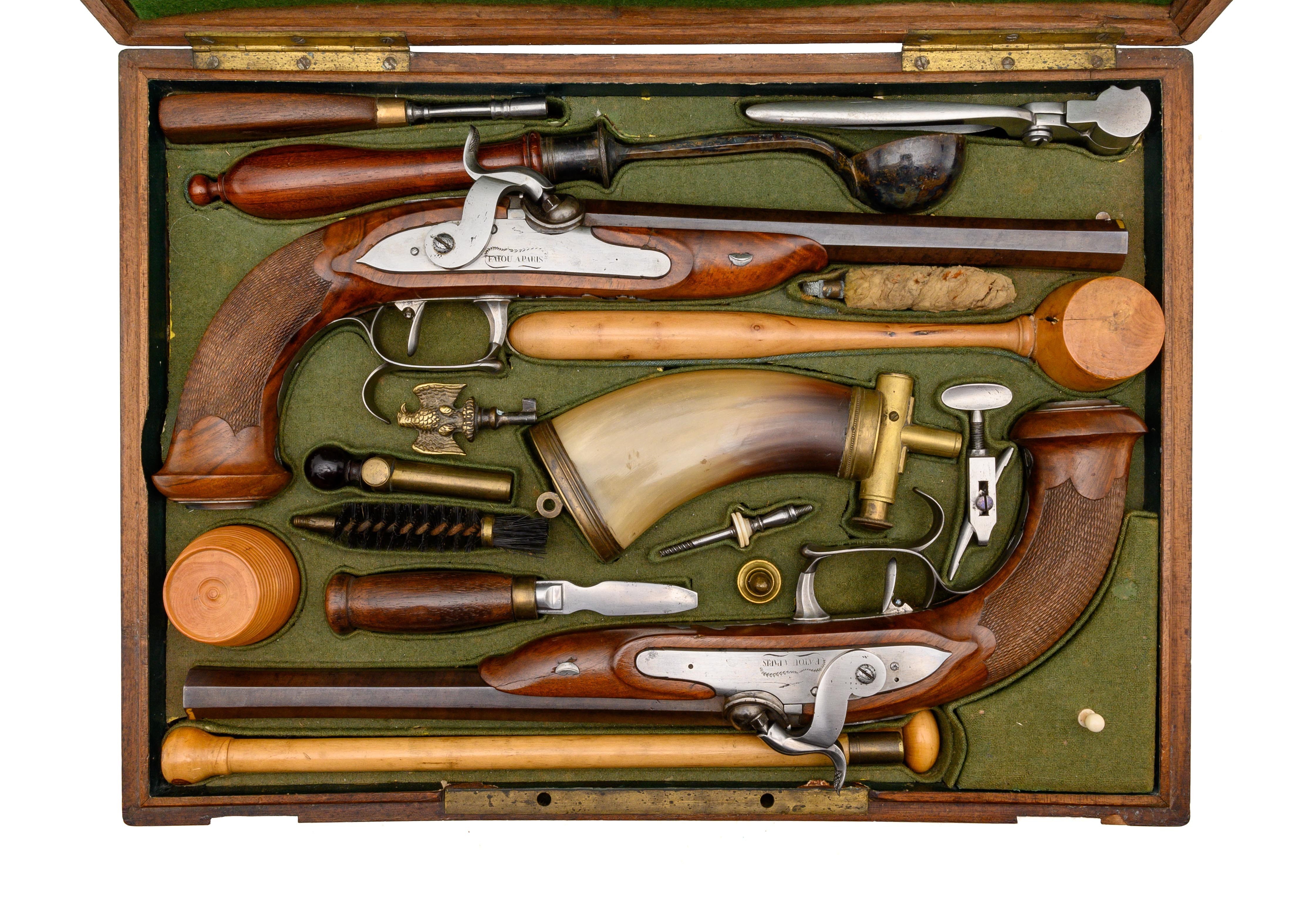 Very Fine Cased Pair of Percussion Pistols by Fatou (AH8428)