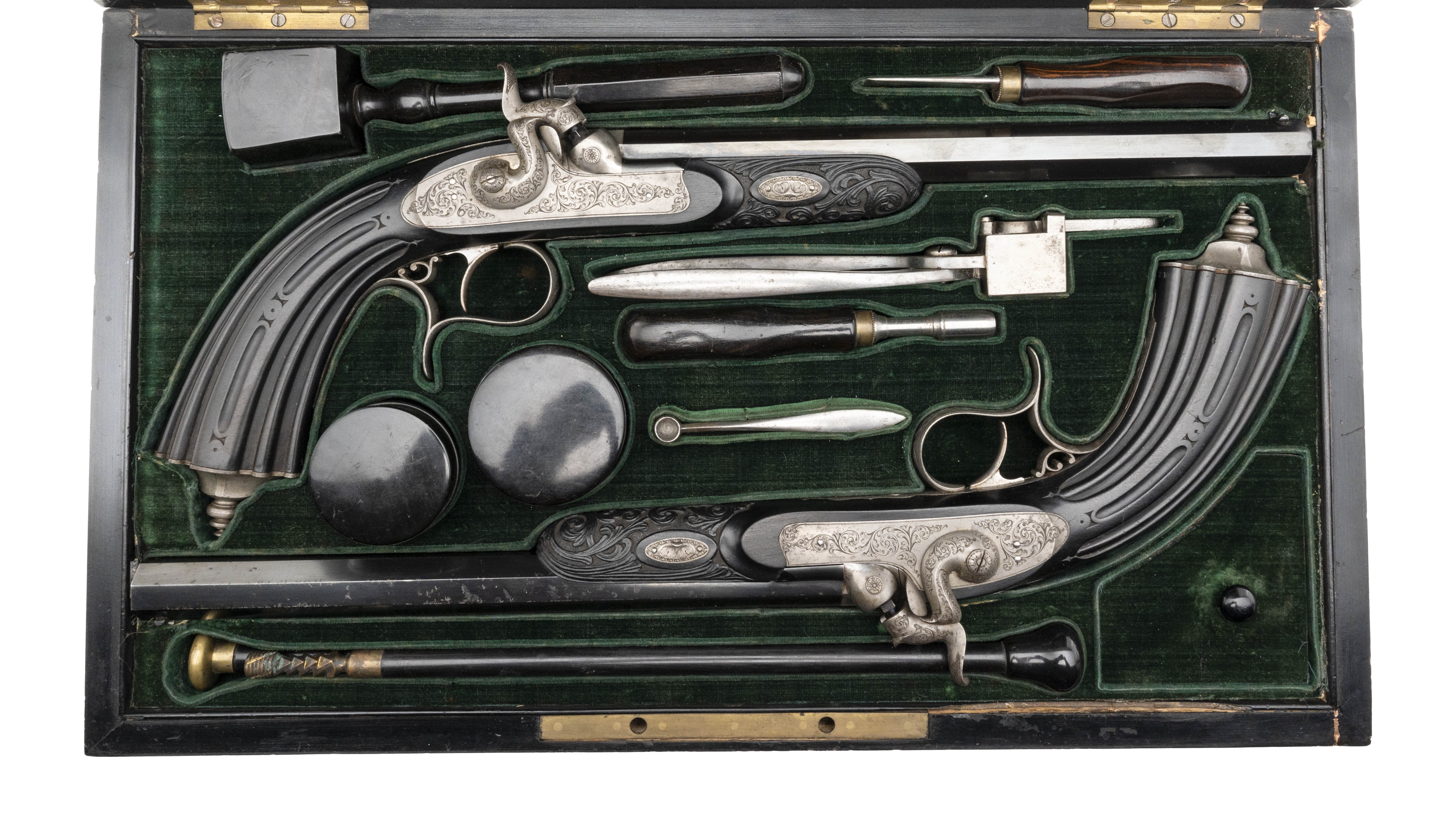 Beautiful Cased Pair of Gastinne Renette Pistols .45 Cal (AH8467)