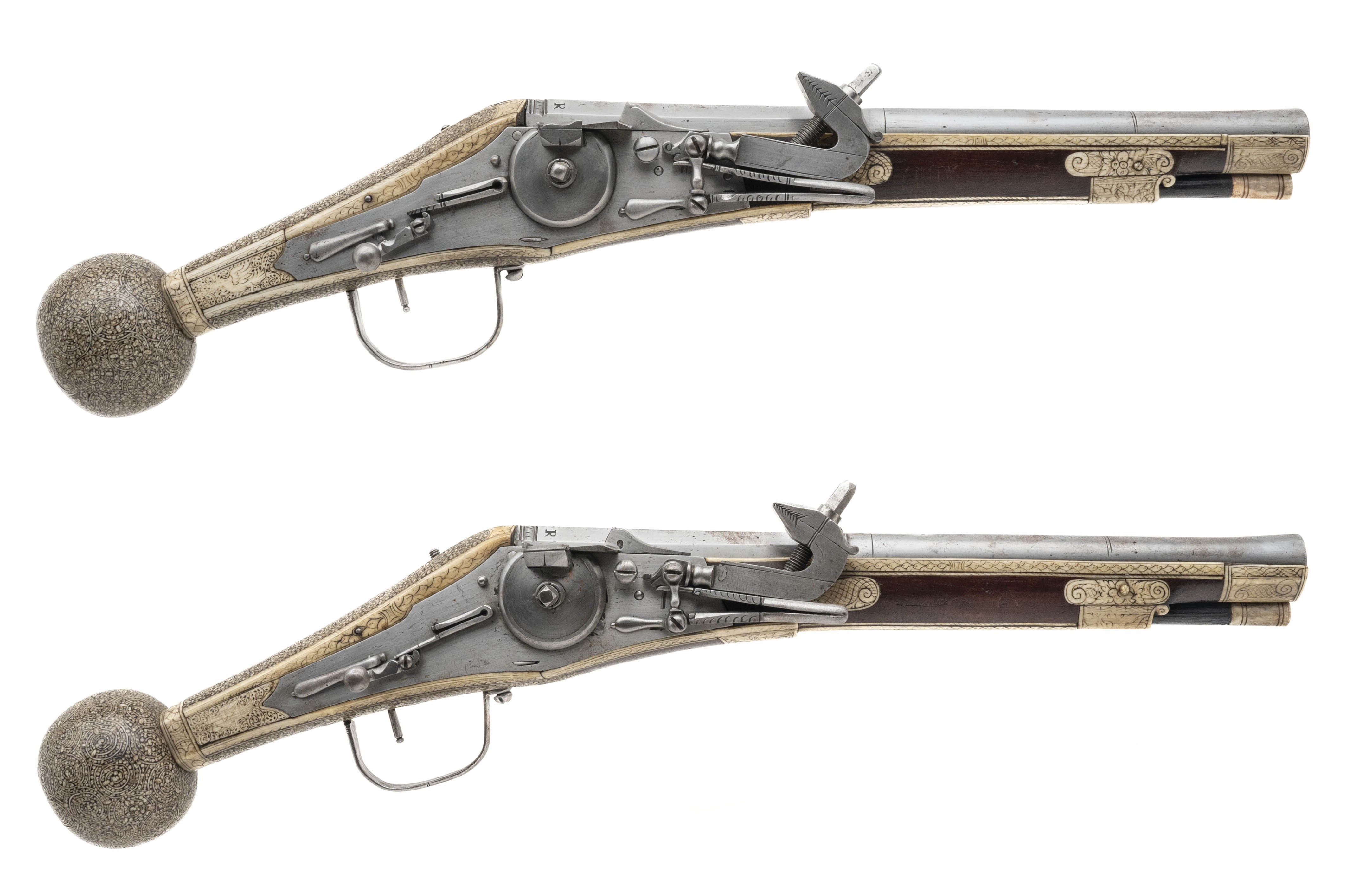 Beautiful Pair of Wheel Lock Puffer Pistols (AH8710)