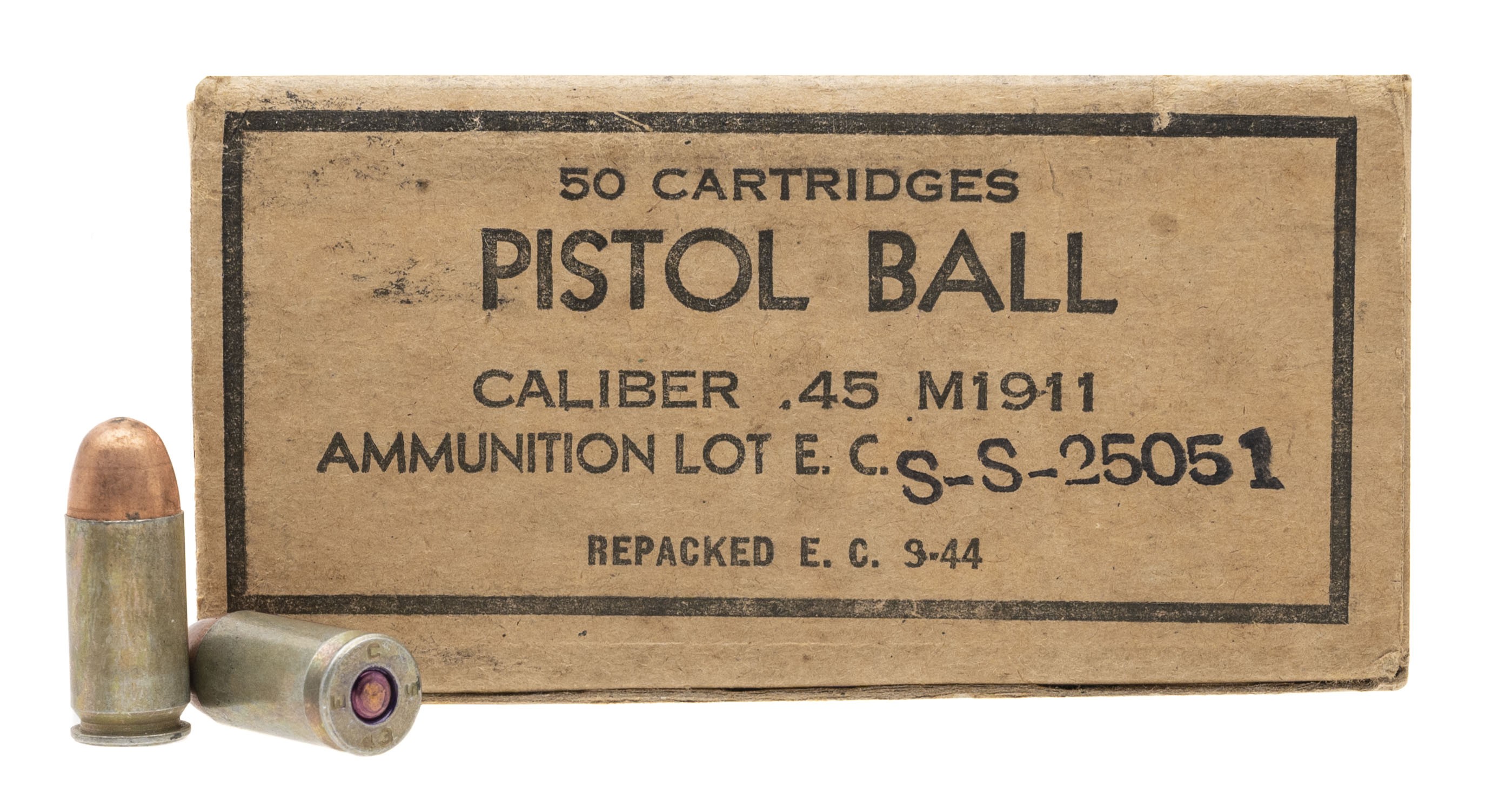 WW2 Pistol Ball .45 ACP Ammo 50 Rounds (AM2043)