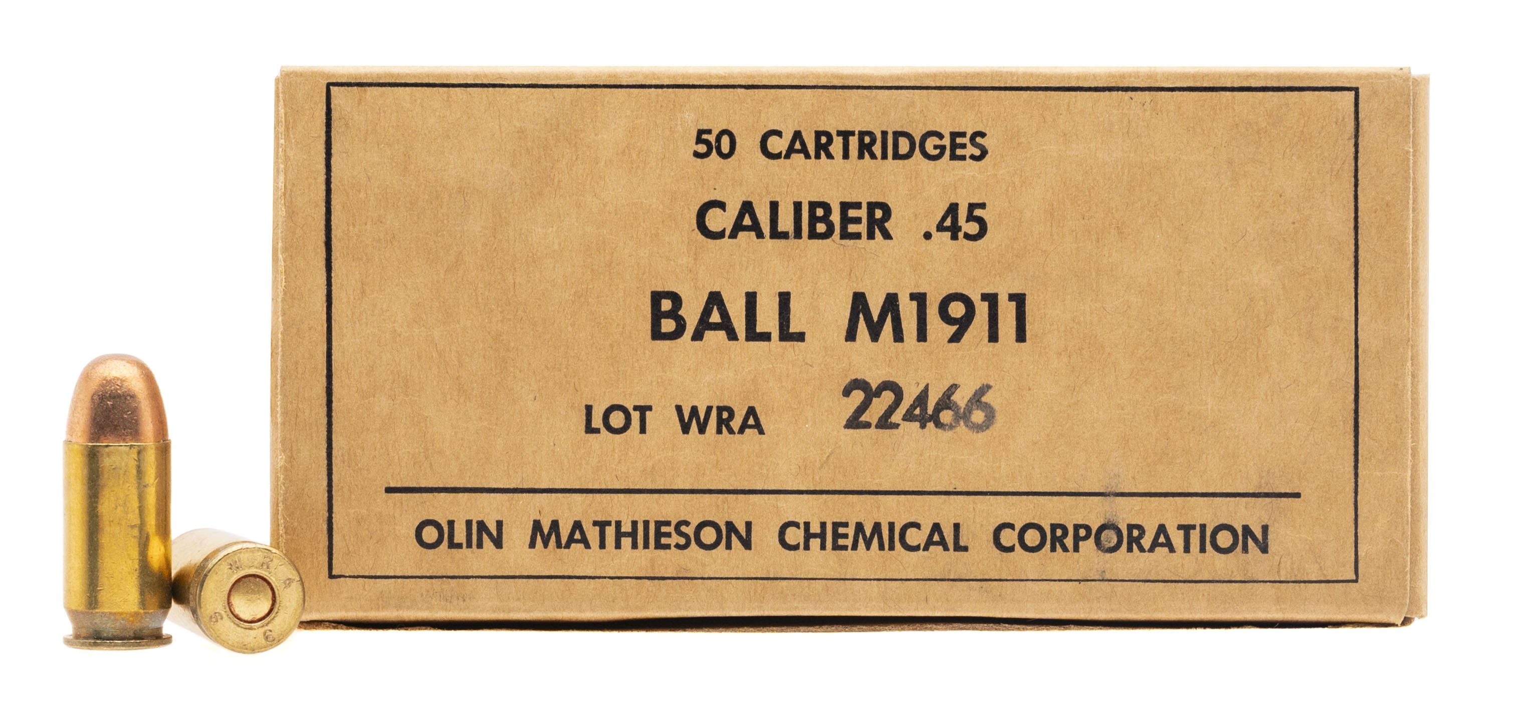 WW2 OLIN Mathieson Chemical Pistol Ball .45 ACP Ammo 50 Rounds (AM2042)