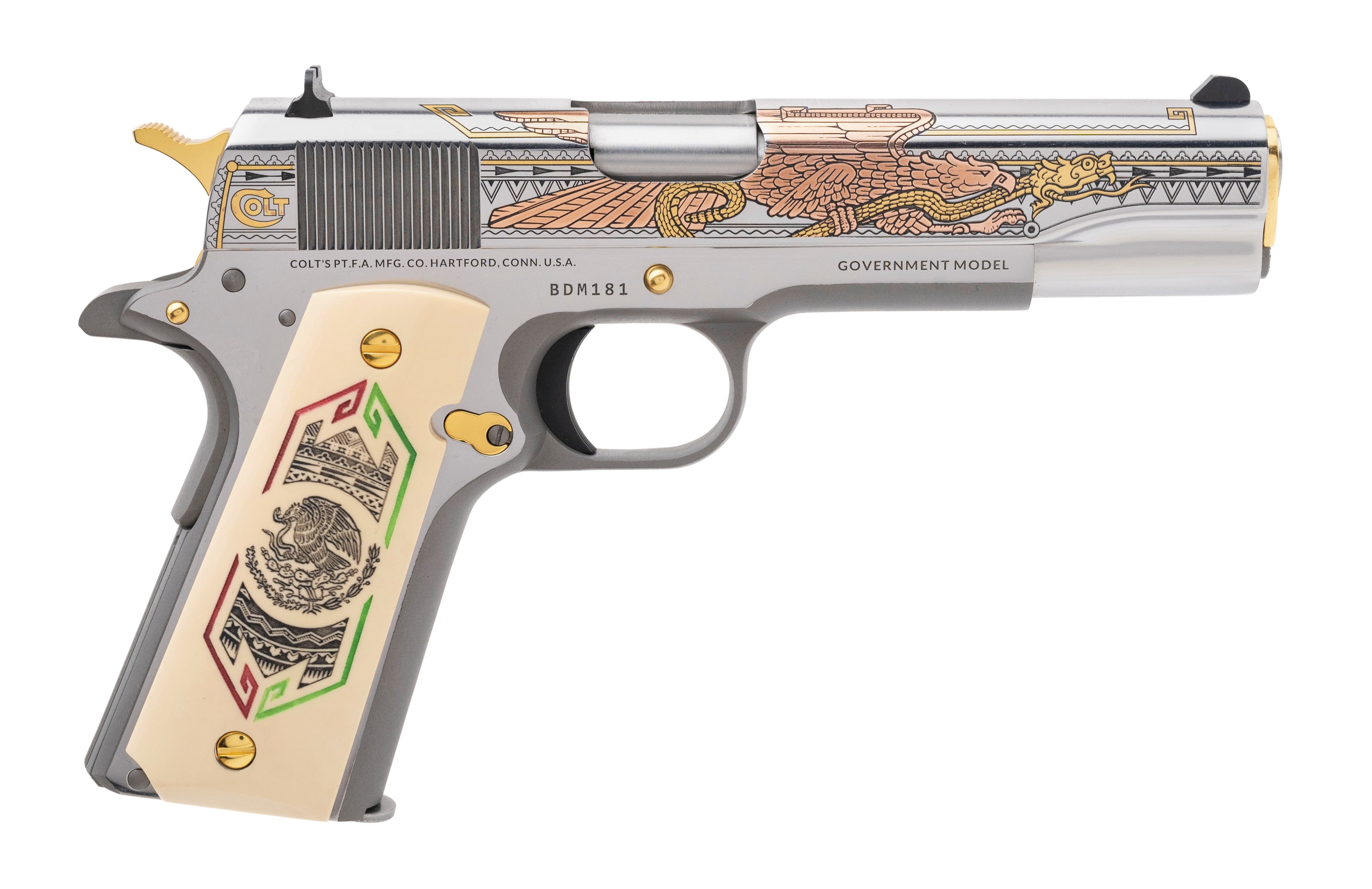 Colt 1911 Bandera De Mexico Pistol .38 Super (C20385) ATX