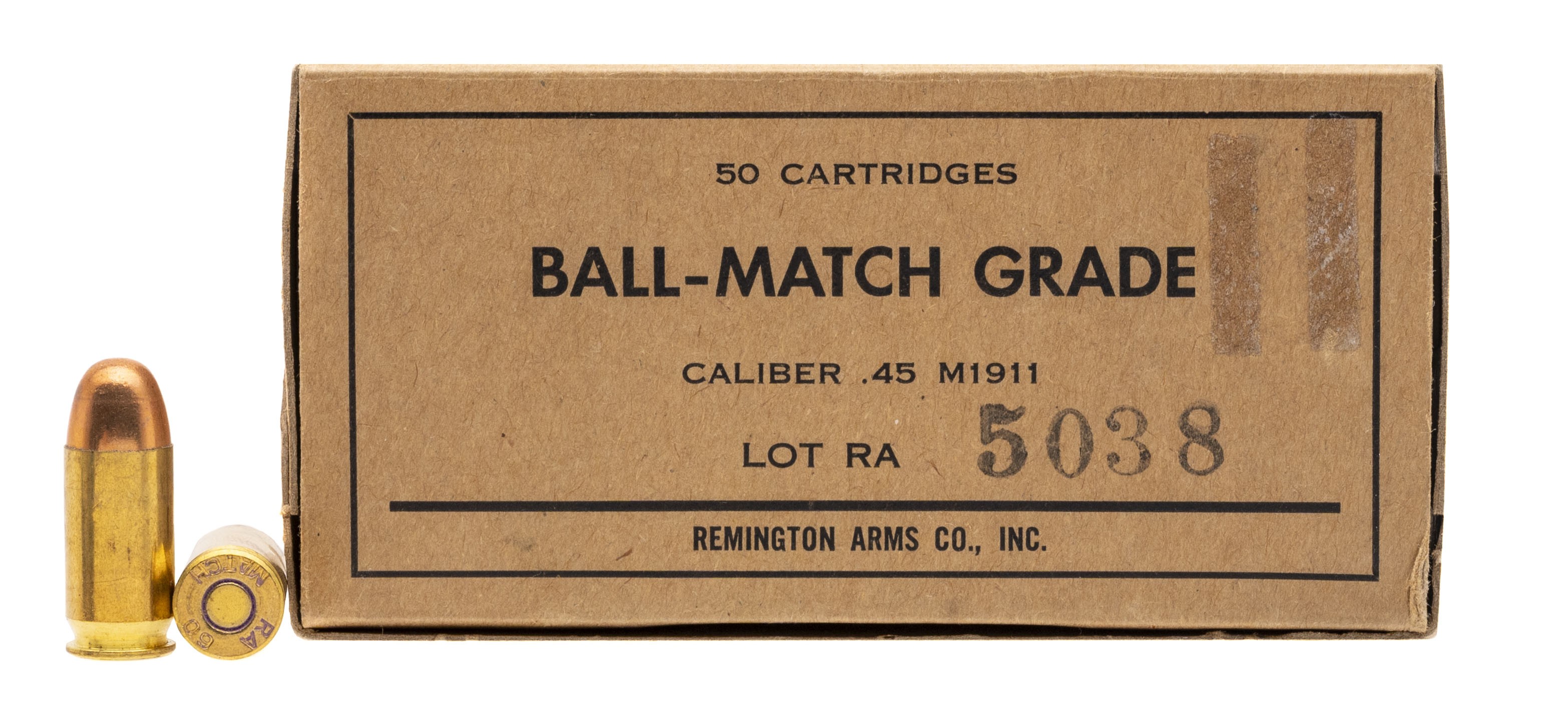 WW2 Remington Arms Pistol Ball-Match Grade .45 ACP Ammo 50 Rounds (AM2167)