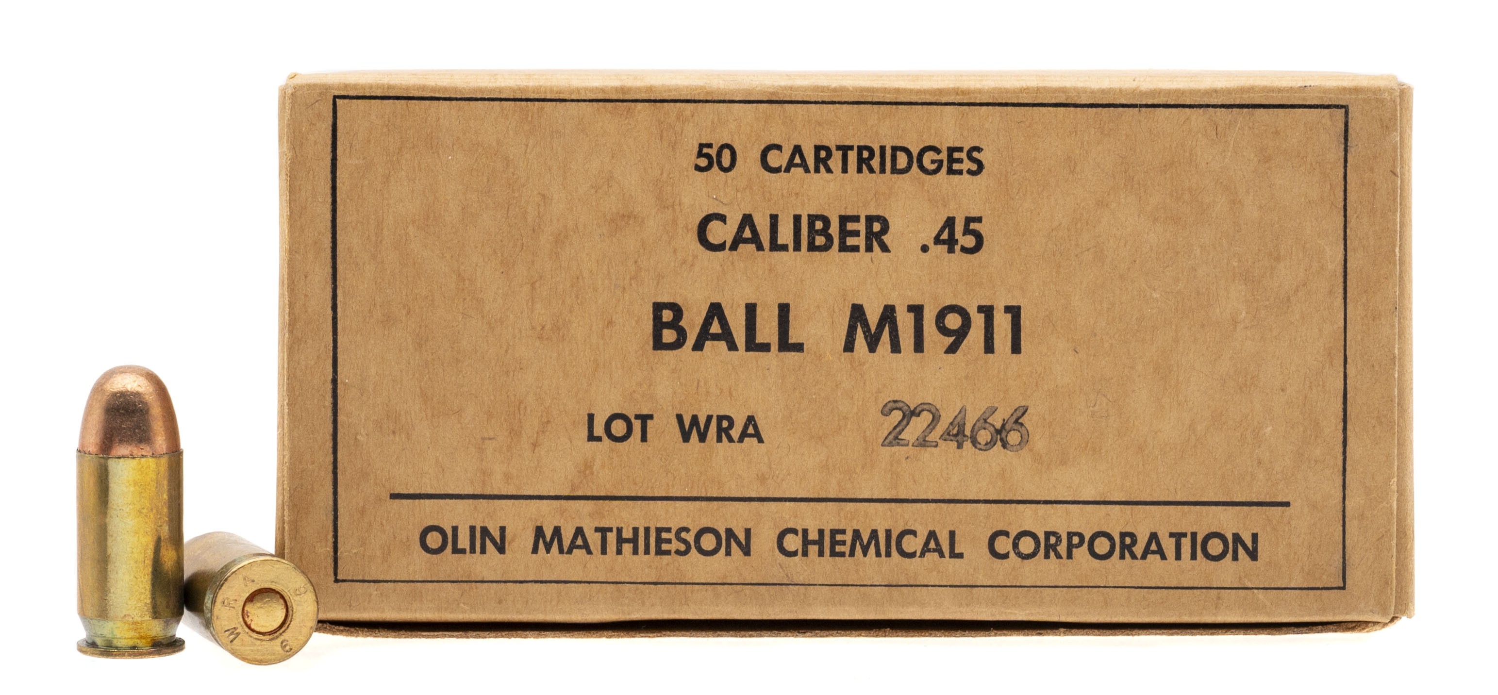 WW2 OLIN Mathieson Chemical Pistol Ball .45 ACP Ammo 50 Rounds (AM2104)