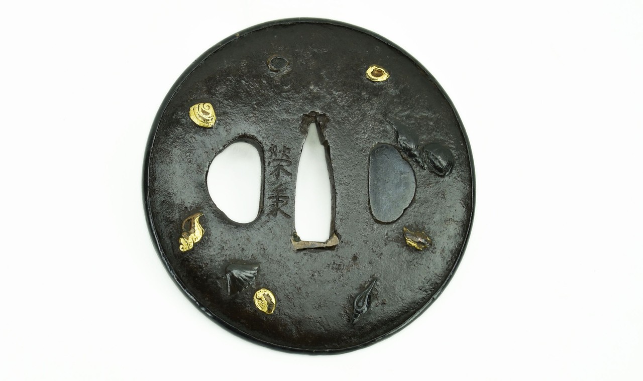 Iron Tsuba Shakudo Rim Seashell Motif (MGJ52)