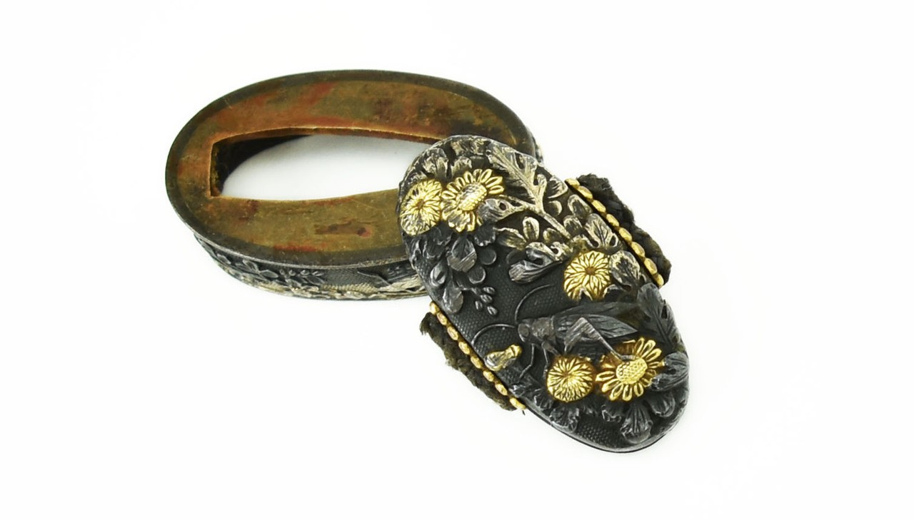 Fuchi Kashira Foliage with Insects
