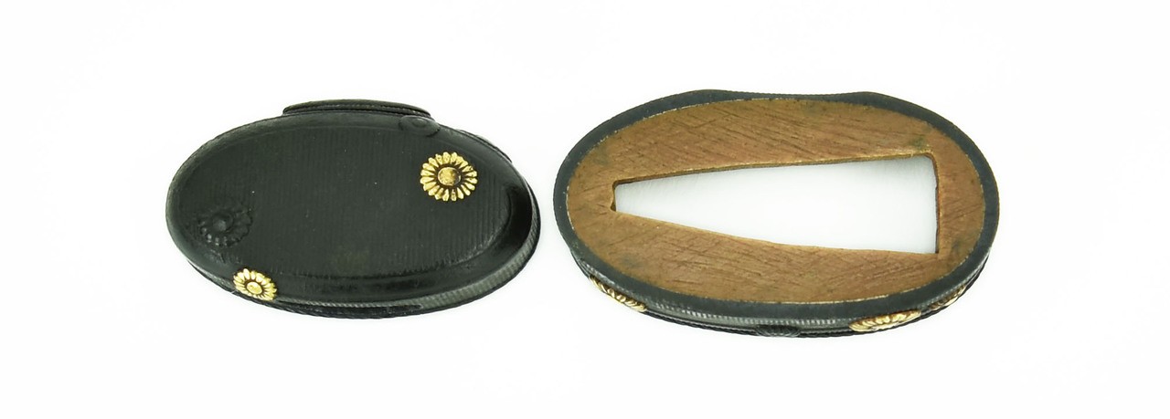 Fuchi Kashira Flowers with gold highlights