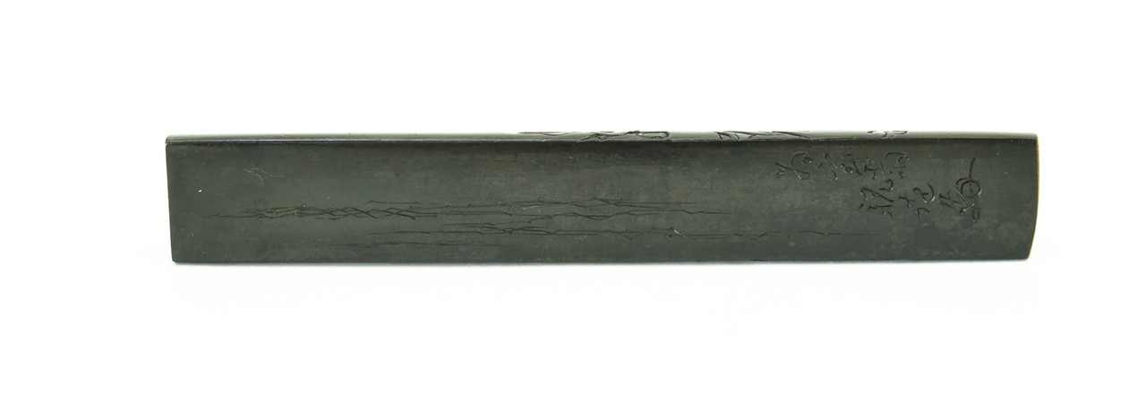 Kodzuka Shakudo finish hunter with bow standing above deer (MGJ88)