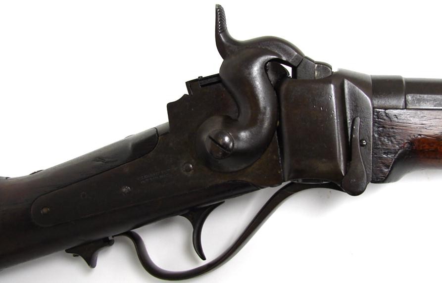 Sharps saddle ring carbine with smooth dark brown patina, excellent