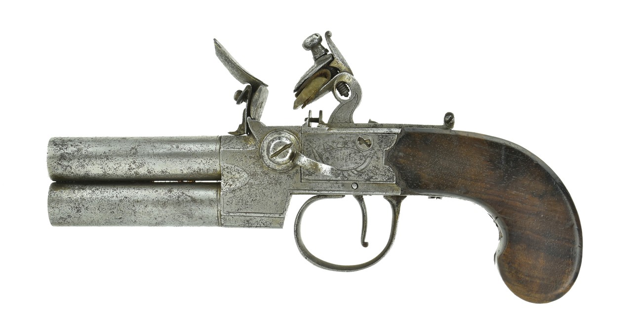 British Double Barrel Over/Under Flintlock for sale.