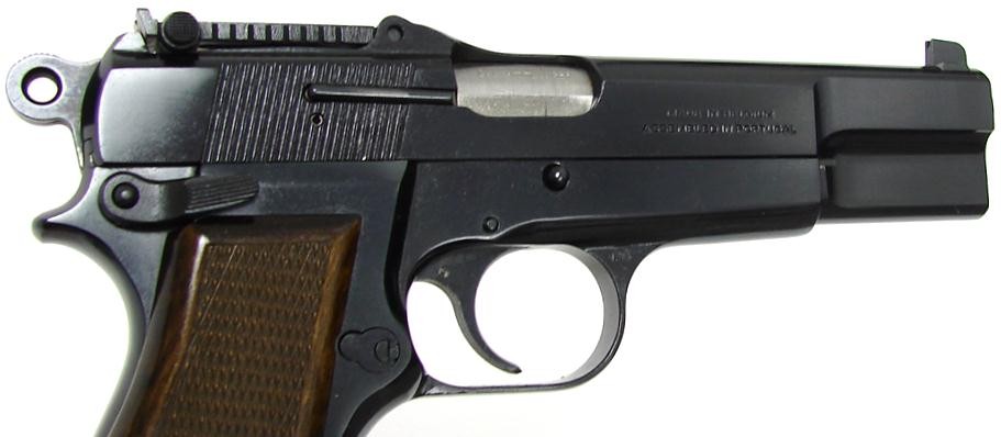Browning Hi-Power 9mm Para caliber pistol. “Captain” model with