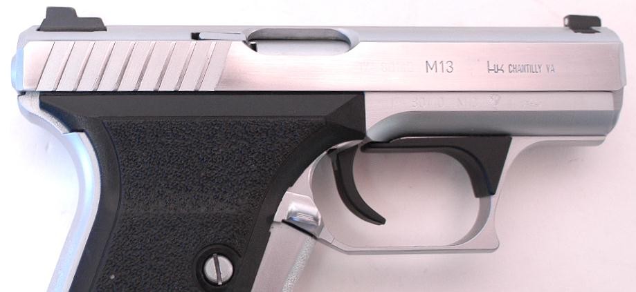 Heckler & Koch P7M13 9mm Auto caliber pistol with nickel finish