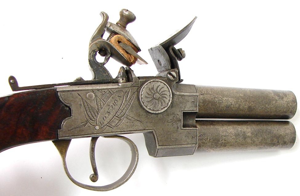 English over/under Tap Action Flintlock pistol by Richard, London ...