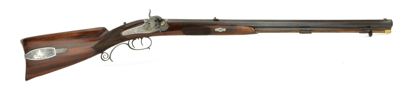 Beautiful Percussion Target Rifle Signed F.W. Moritz in Gold and Outlined in Silver (AL4287)