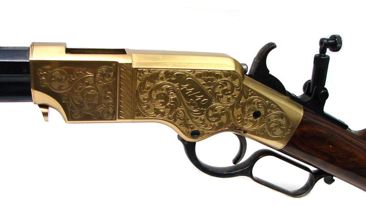 Uberti 1860 .44 WCF caliber rifle. Beautifully engraved Henry rifle ...