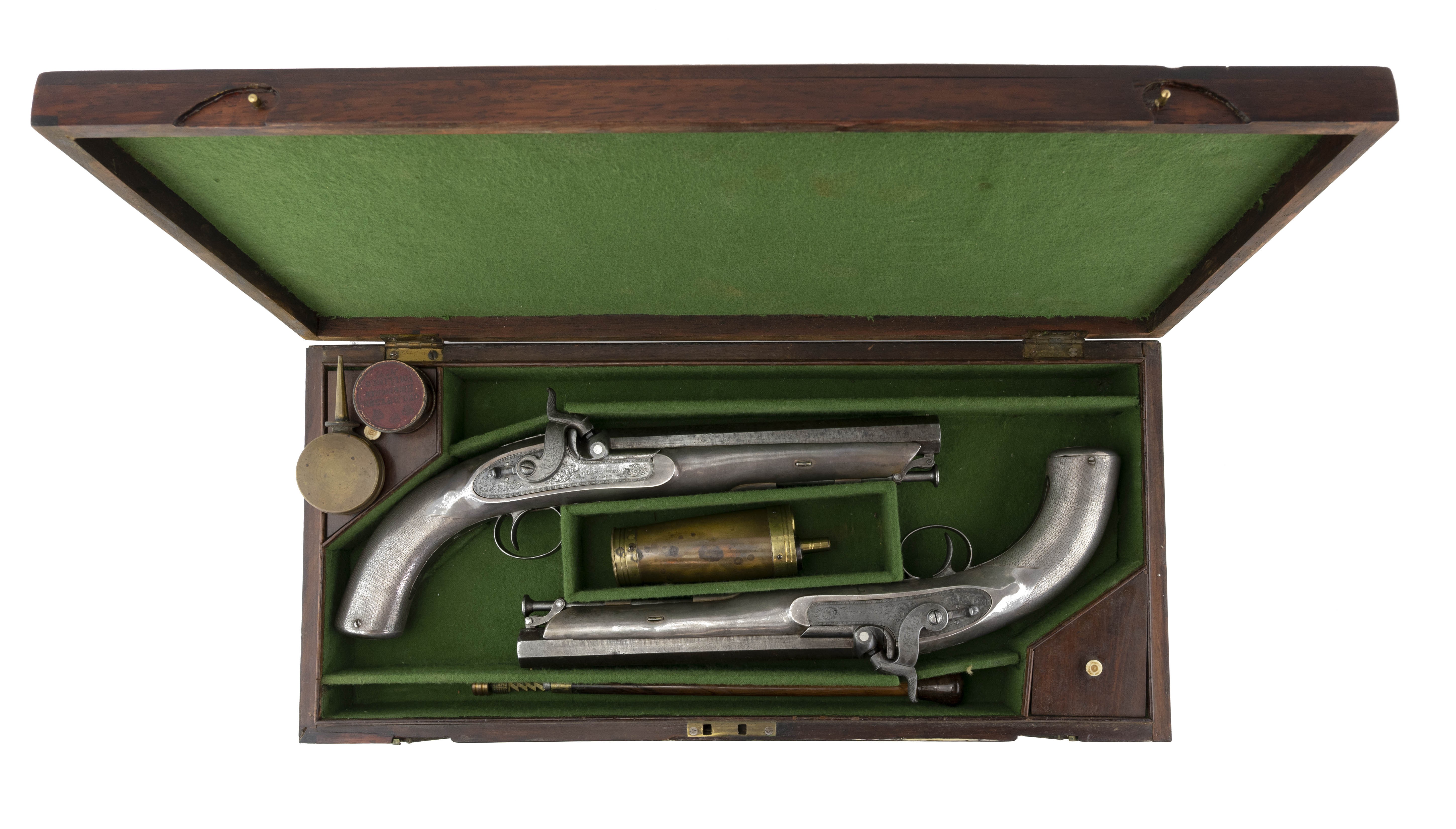 Cased Pair of Charles Lancaster All Metal Percussion Pistols (AH5879)