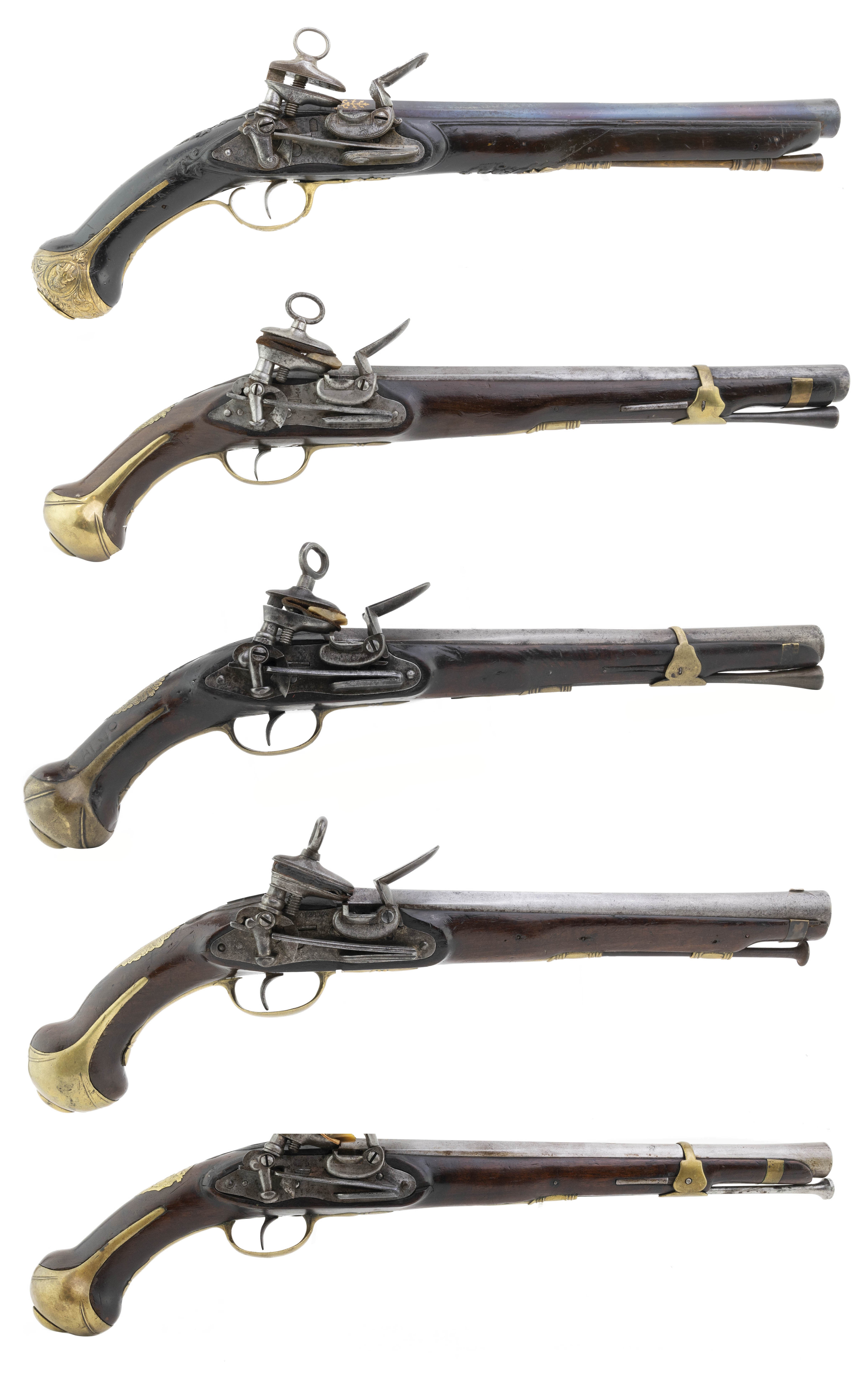 Very Rare Five Pistol Ensemble of Royal Spanish Miguelets (AH5902)