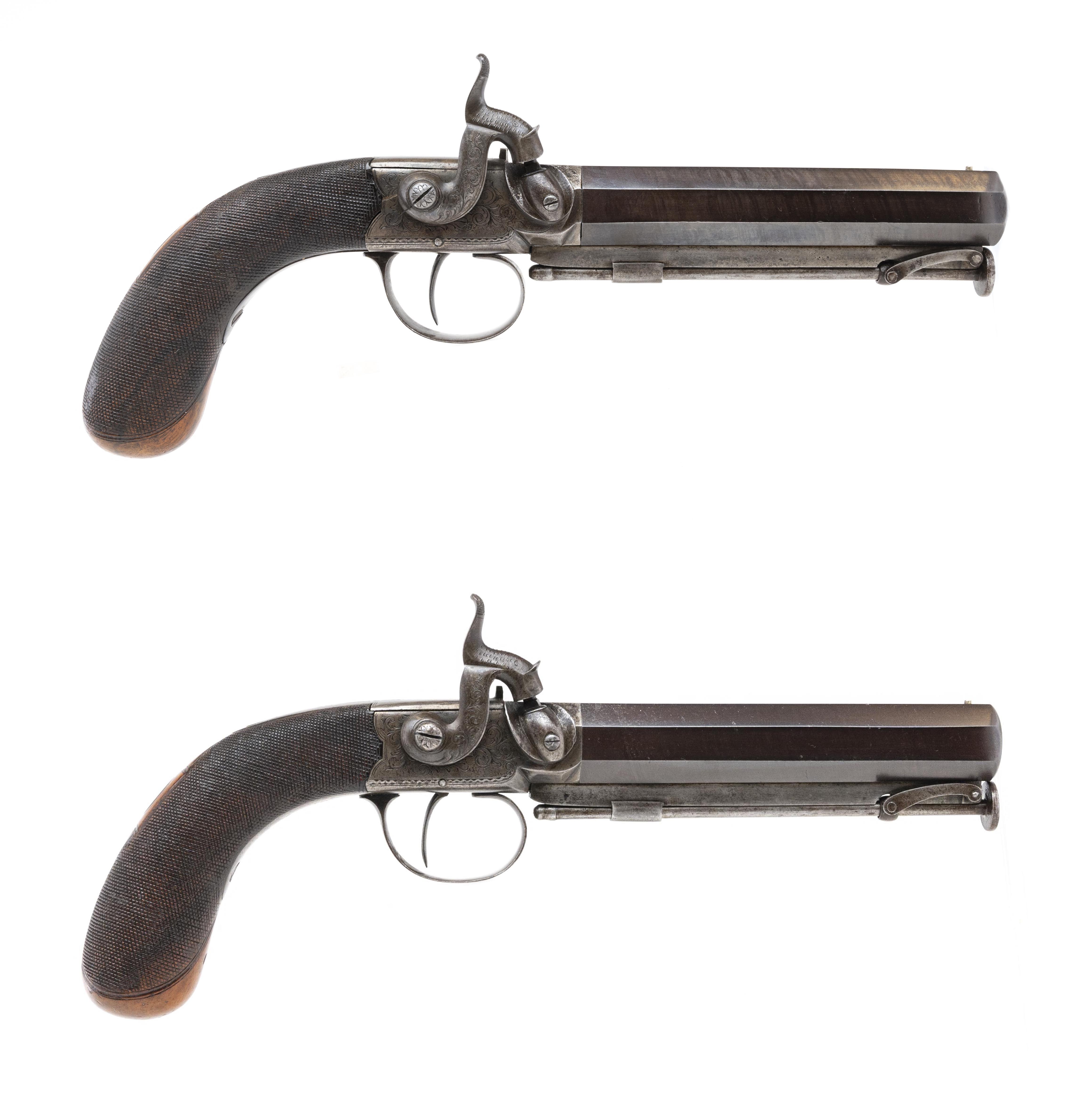 Pair of English Travelers Pistols by Manton .65 Cal (AH6320)