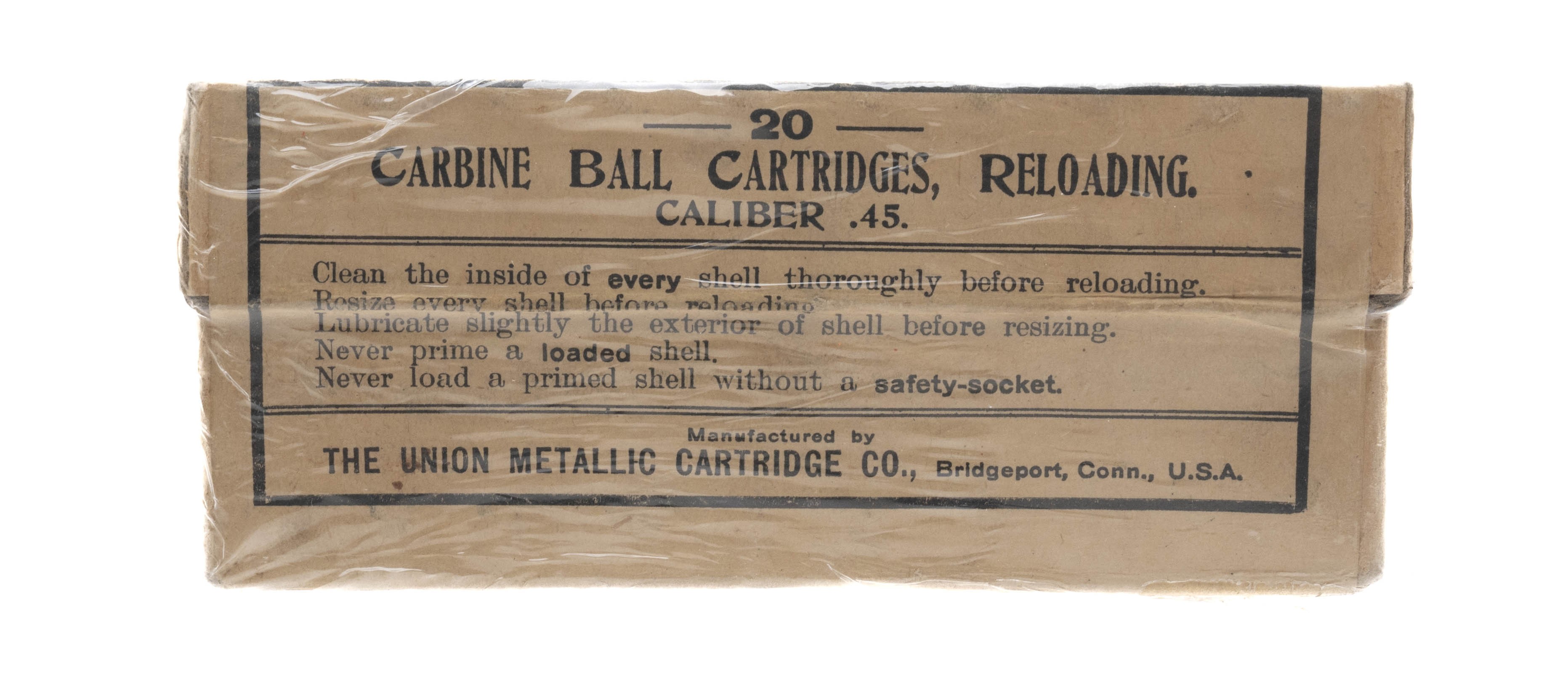 Carbine Ball Cartridges, Reloading Caliber .45.