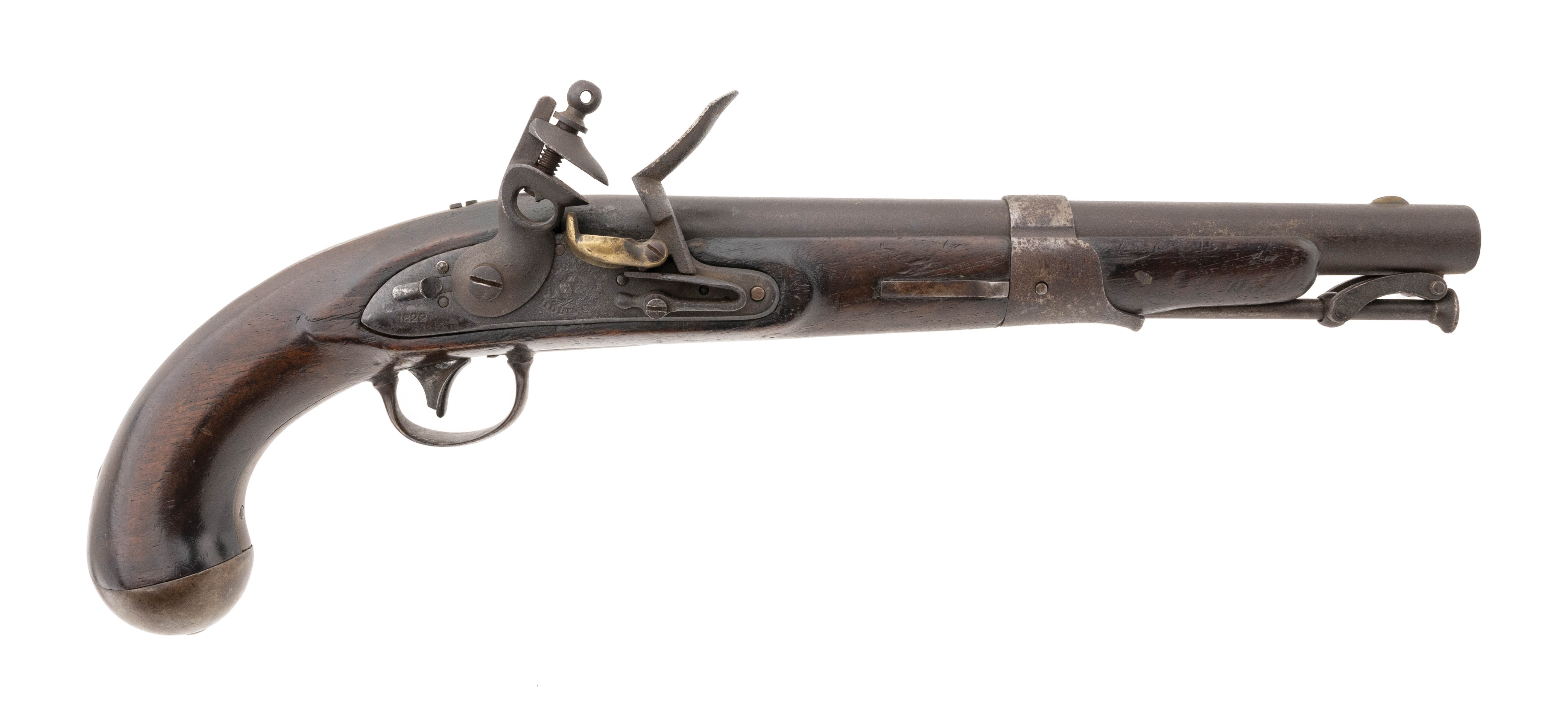 U.S. Model 1819 North flintlock pistol dated 1822. (AH2589)