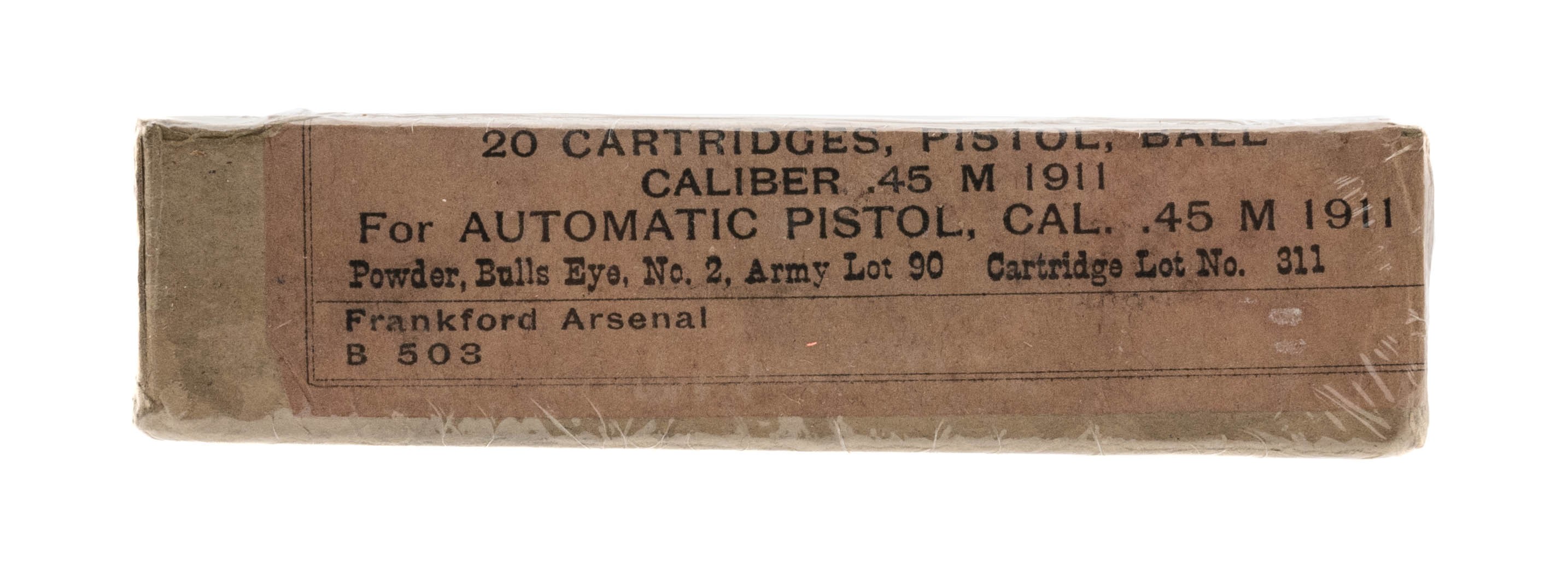 .45 Caliber M1911 Pistol Ball From Frankford Arsenal