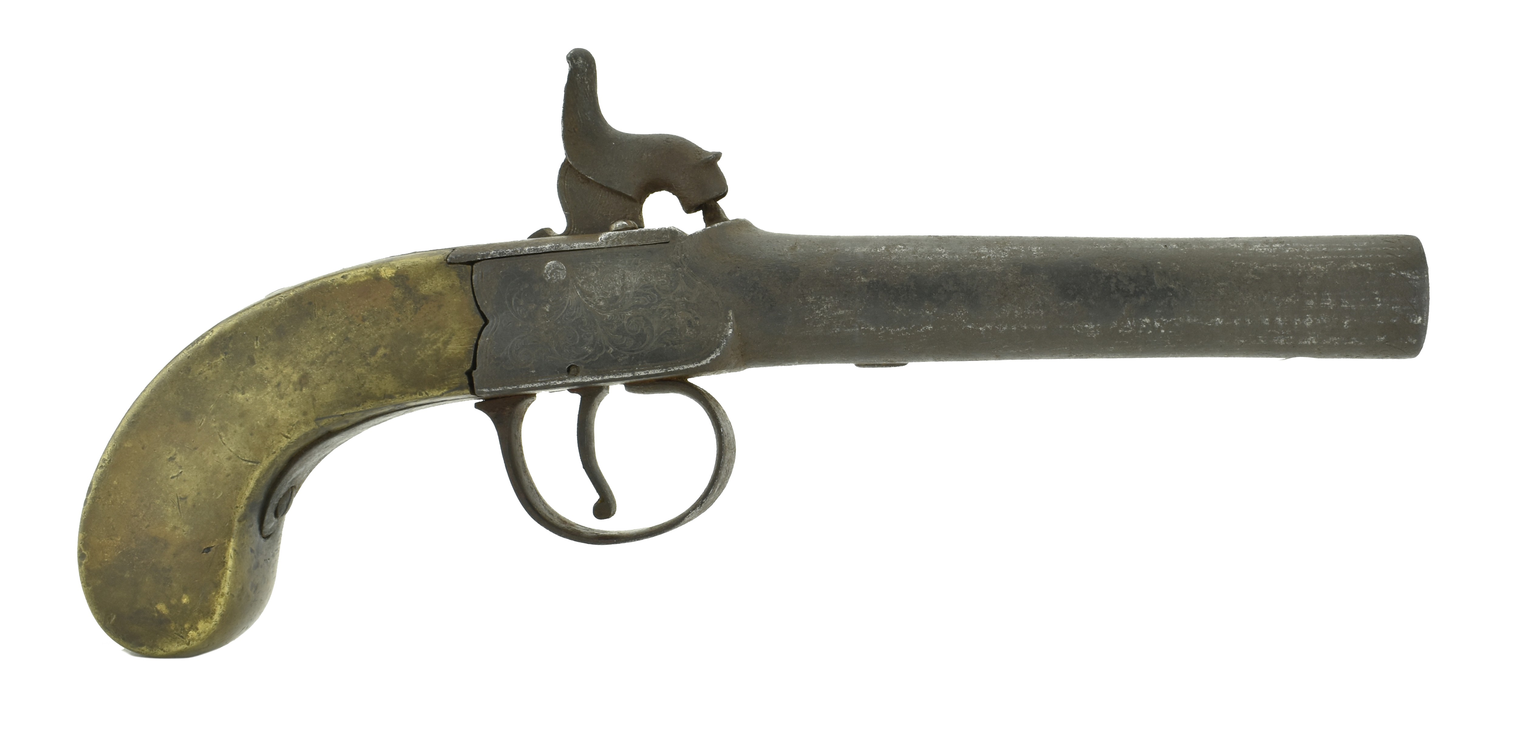 British Massive turn off barrel box lock pistol. (AH2529)