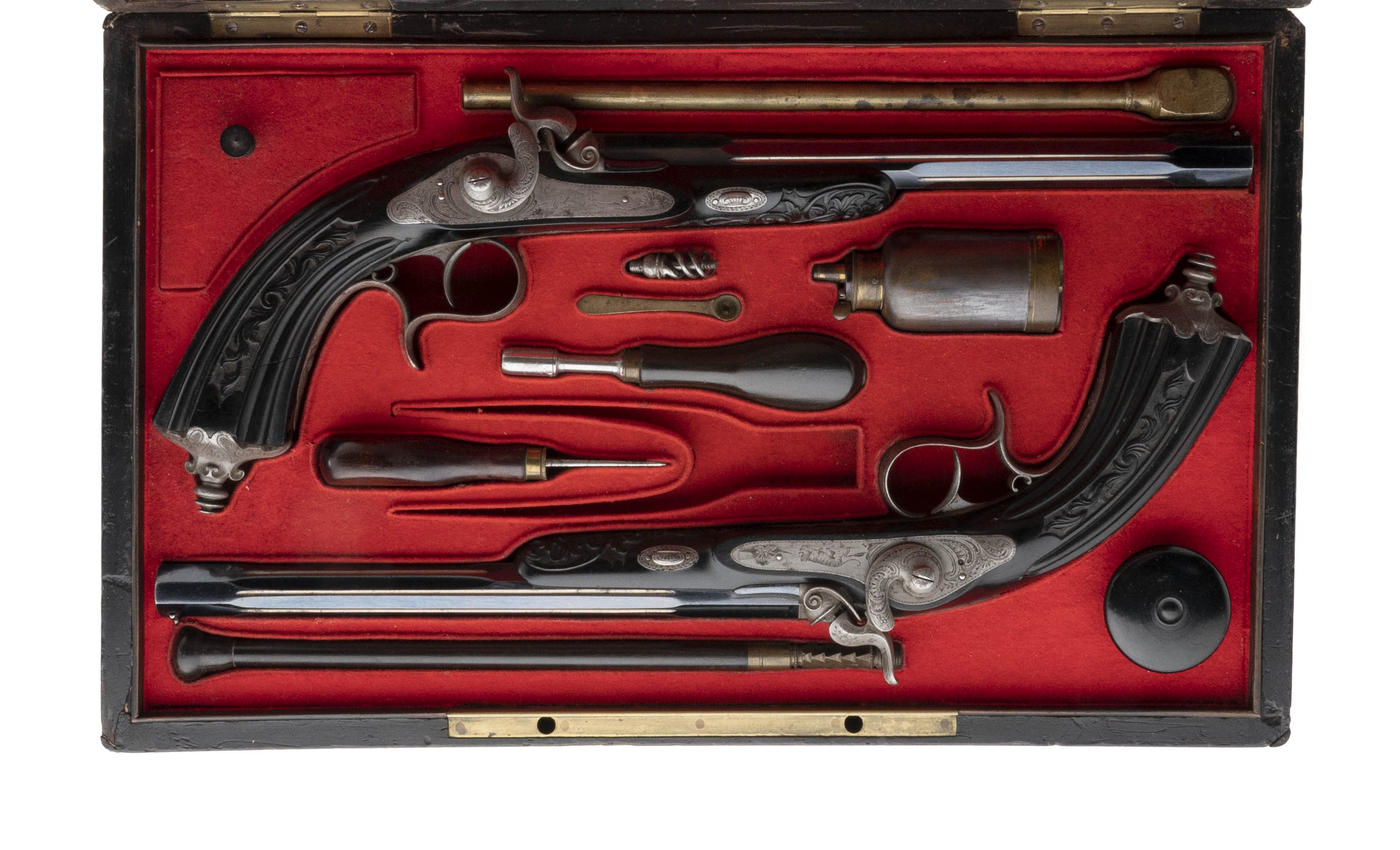 Beautiful Cased Set of Belgium Percussion Target Pistols .52 Cal (AH8171)