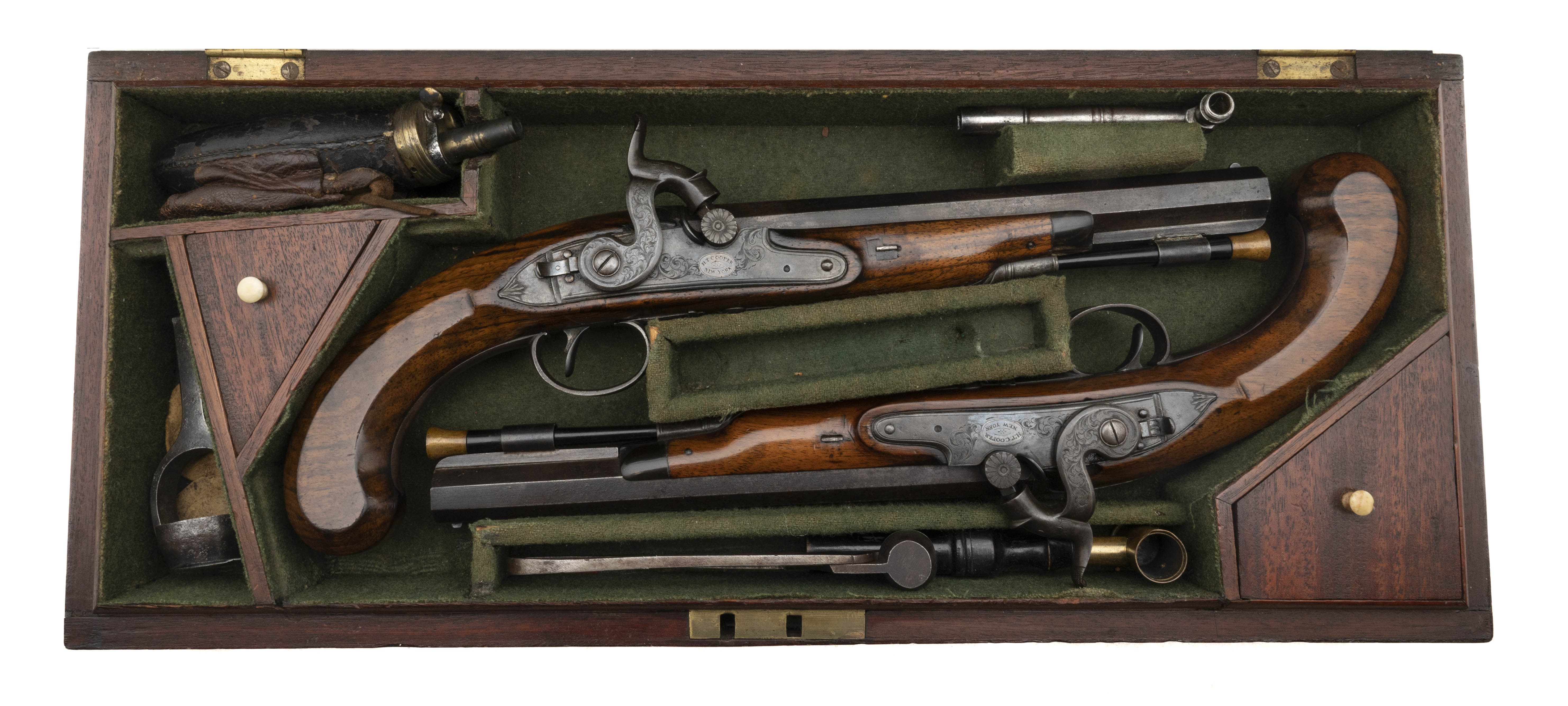 Beautiful Set of Percussion Pistols by H. T. Cooper of New York (AH8347)