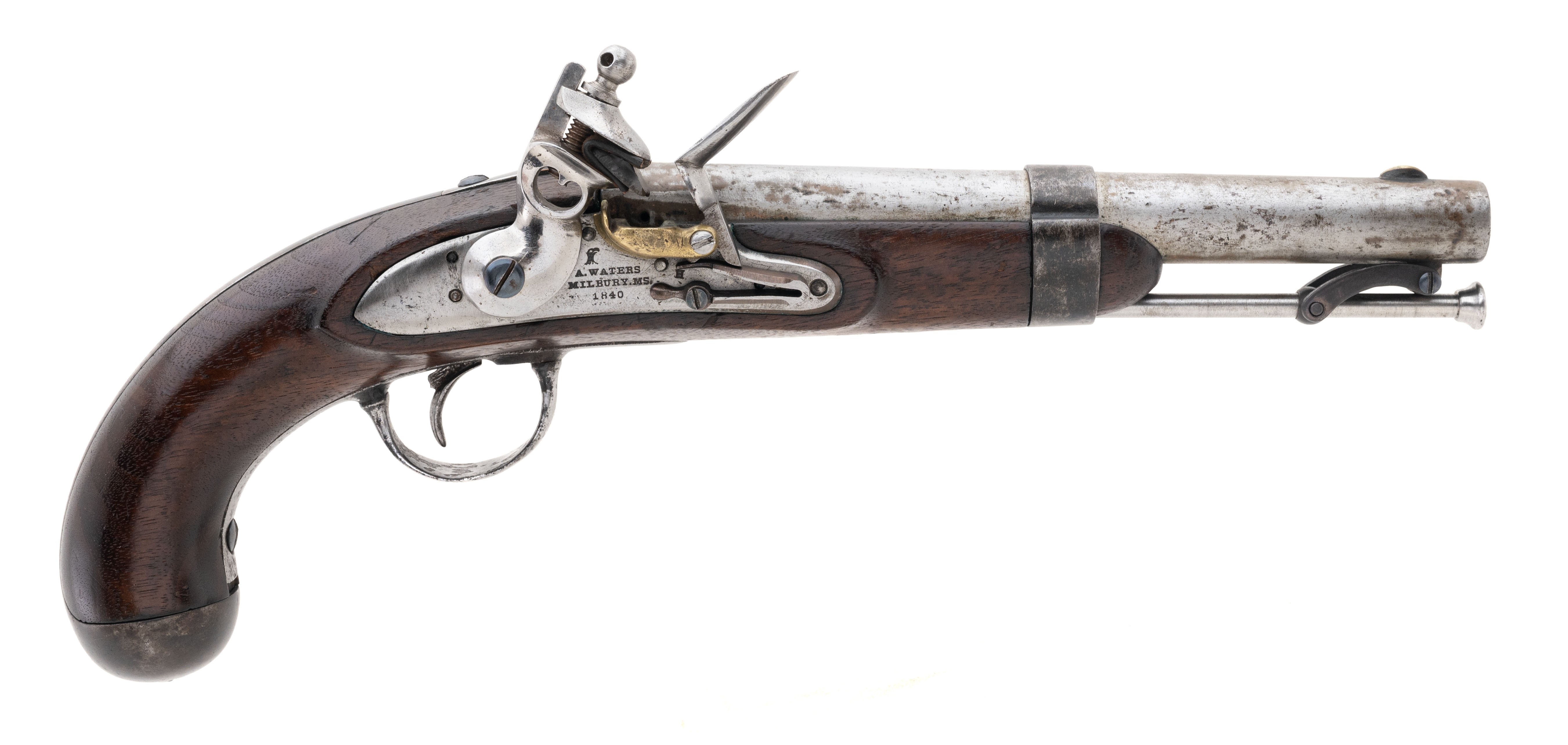 U.S. Model 1836 flintlock pistol by A. Waters .54 caliber (AH8421)