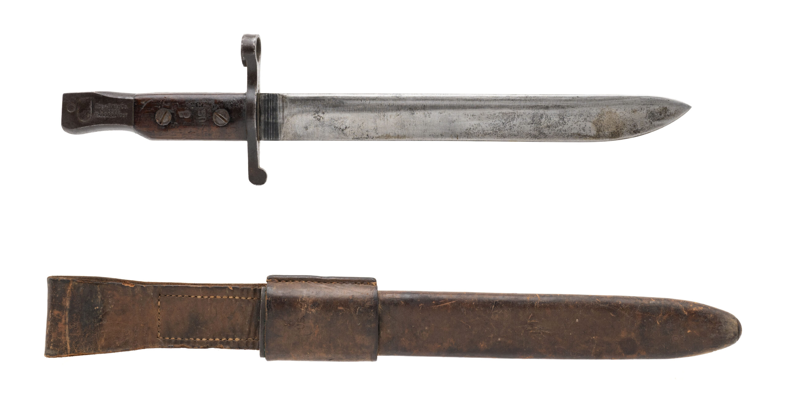 Scarce U.S. marked Ross MkI bayonet and scabbard (MEW4179)