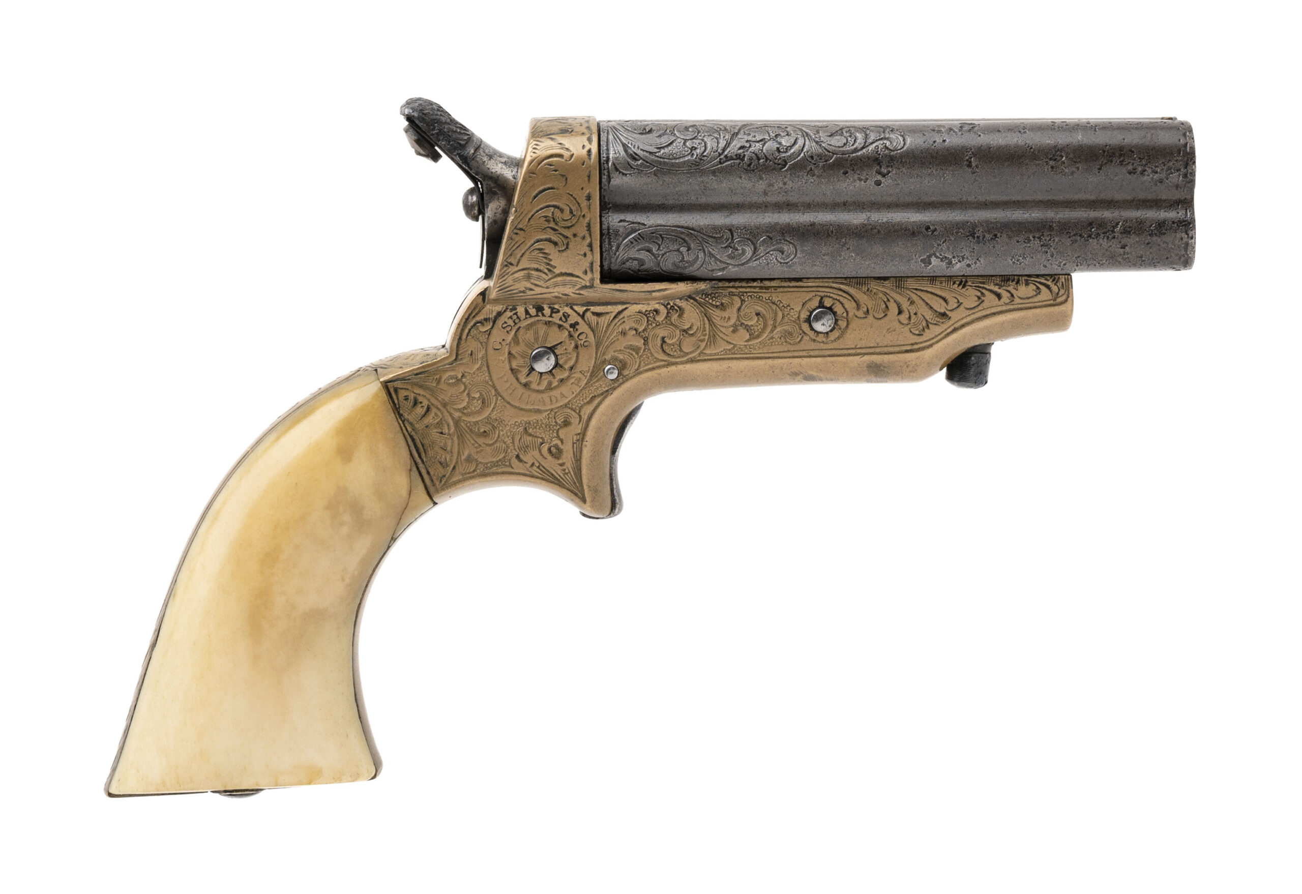 Factory Engraved Sharps Breech-loading 4-shot pepperbox pistol Model A1 .30 caliber (AH8743)