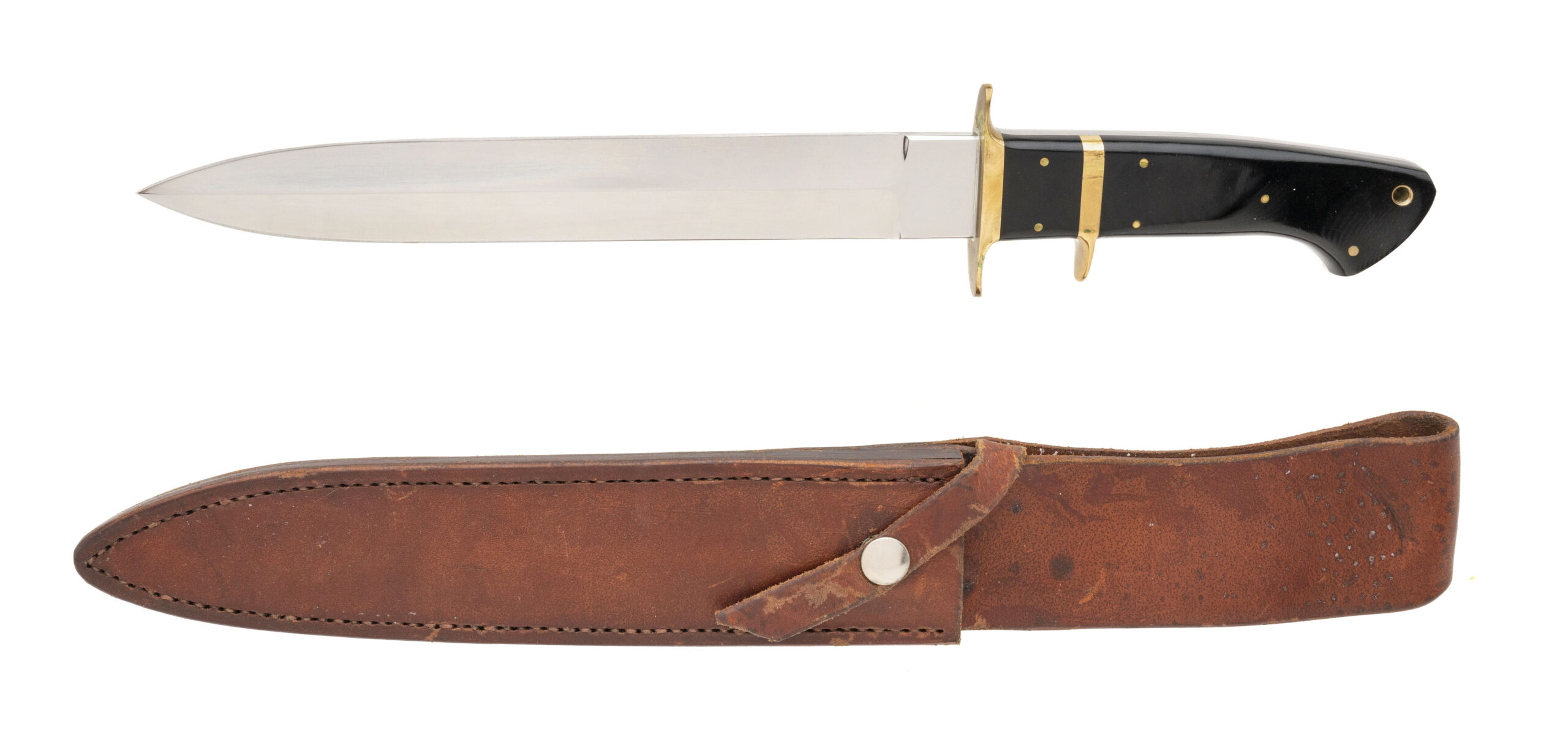 PAT CRAWFORD CUSTOM LARGE SUB-HILT DOUBLE EDGE FIGHTER 10” BLADE W/SHEATH (K10238)