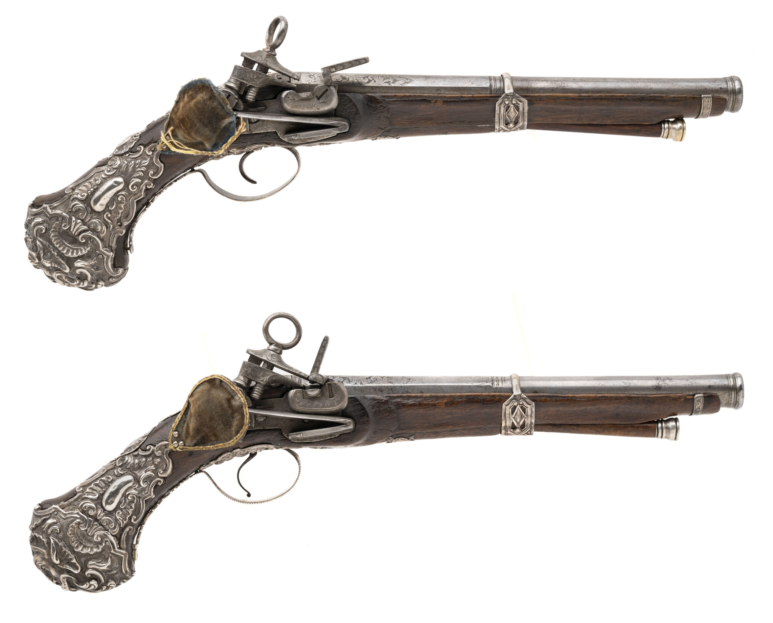 Beautiful High Relief Pair of Spanish Miquelet Pistols (AH8484)