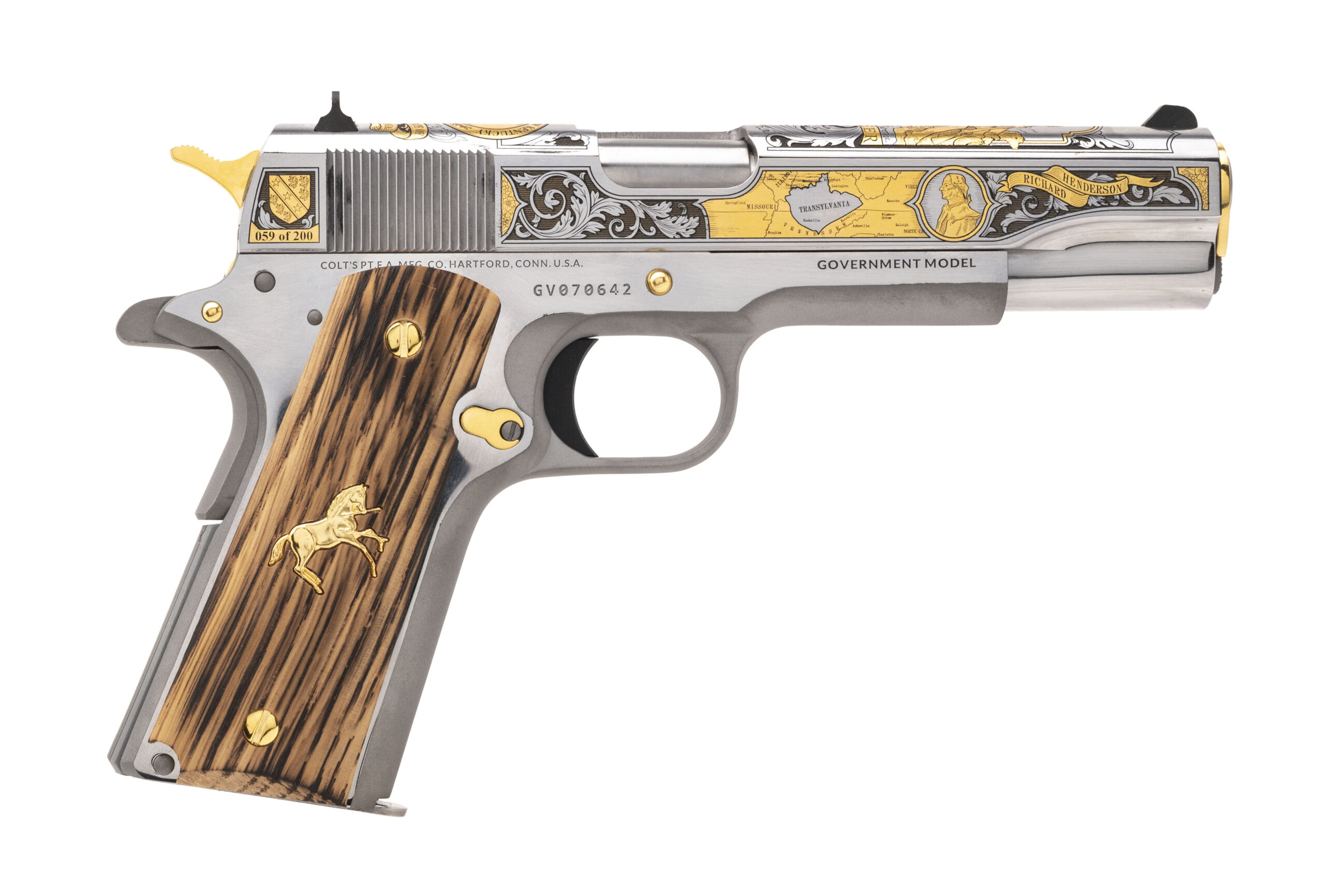 (SN: GV070642) Colt Series 70 Daniel Boone Commemorative 1911 Pistol .45 ACP (NGZ5491) NEW