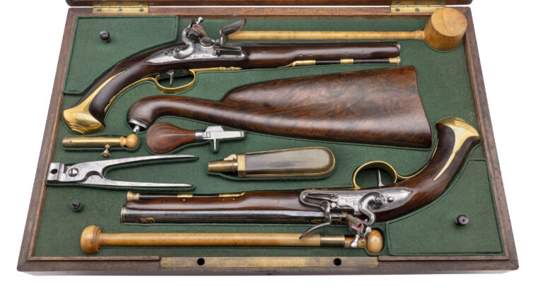 Beautiful Cased Set of Francois Peniet Pistols W/ Shoulder Stock