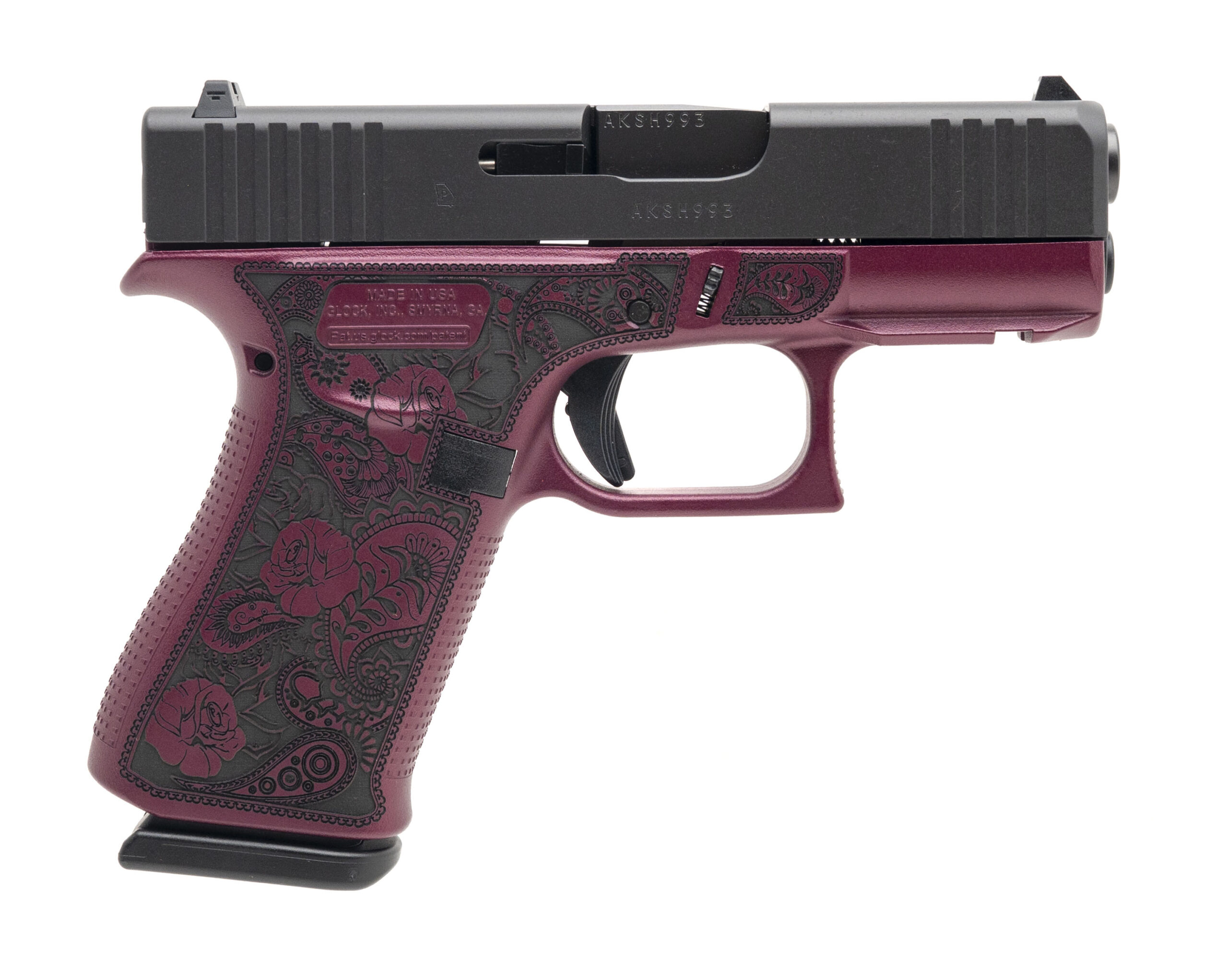 (SN: AKSH992) Glock 43X Paisley Black Cherry Pistol 9mm (NGZ5796) NEW