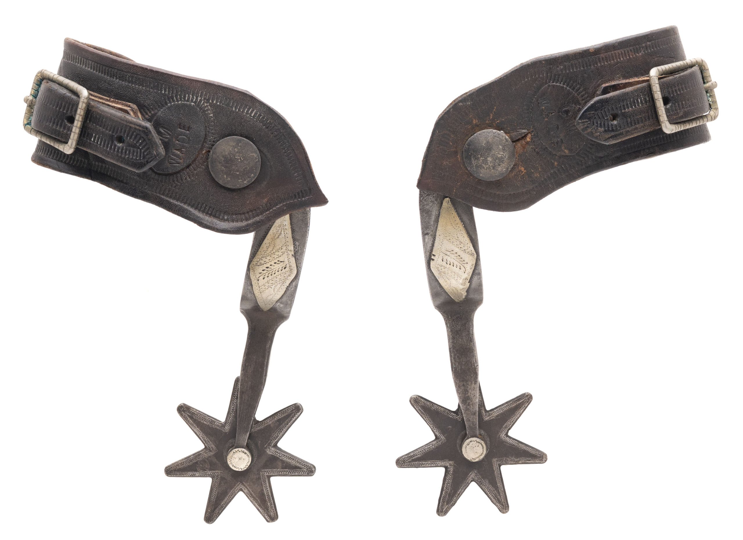 KB&P Straight Shank Single Mounted Diamond Spurs (MIS70145) CONSIGNMENT