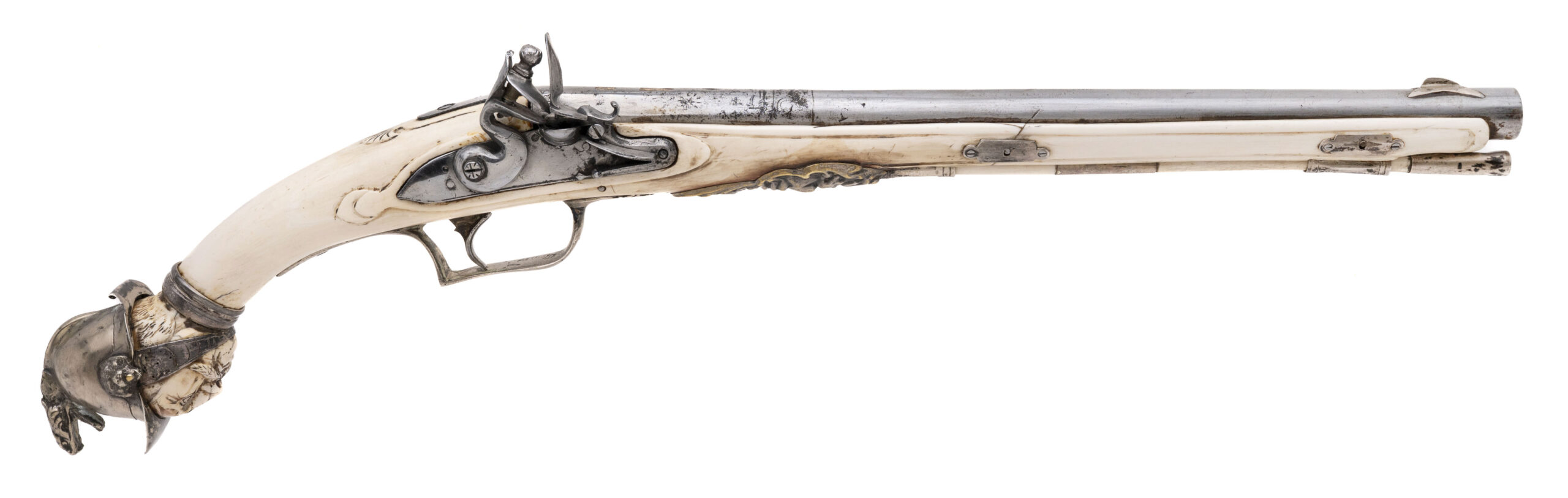Victorian Era Dutch Ivory Stocked Flintlock Pistol (AH8881)