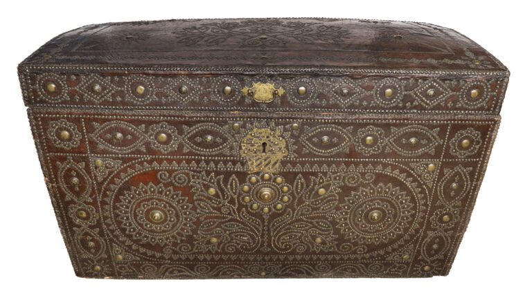 Charles II Leather-Lined Coffer