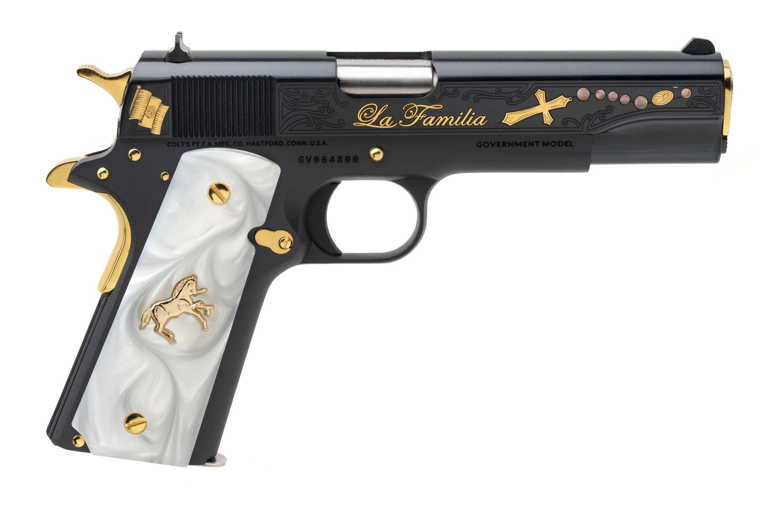 (SN: GV064800) CNC "La Familia" Colt Government 1911 Pistol .38 Super (NGZ5918)