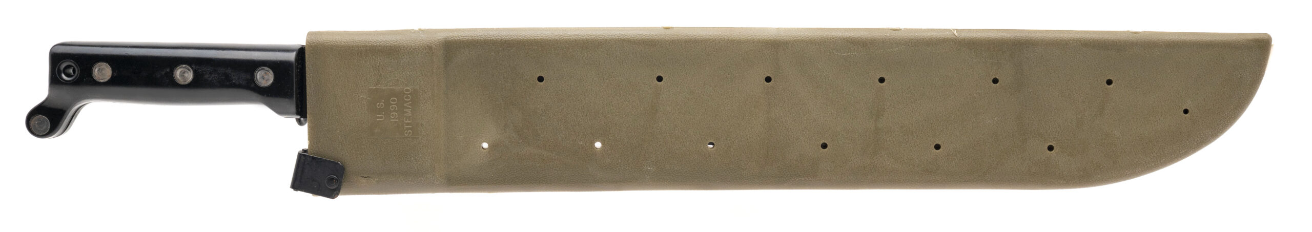 GULF WAR ERA U.S. ONTARIO MACHETE IN U.S. 1990 STEMACO SHEATH (MEW4306)