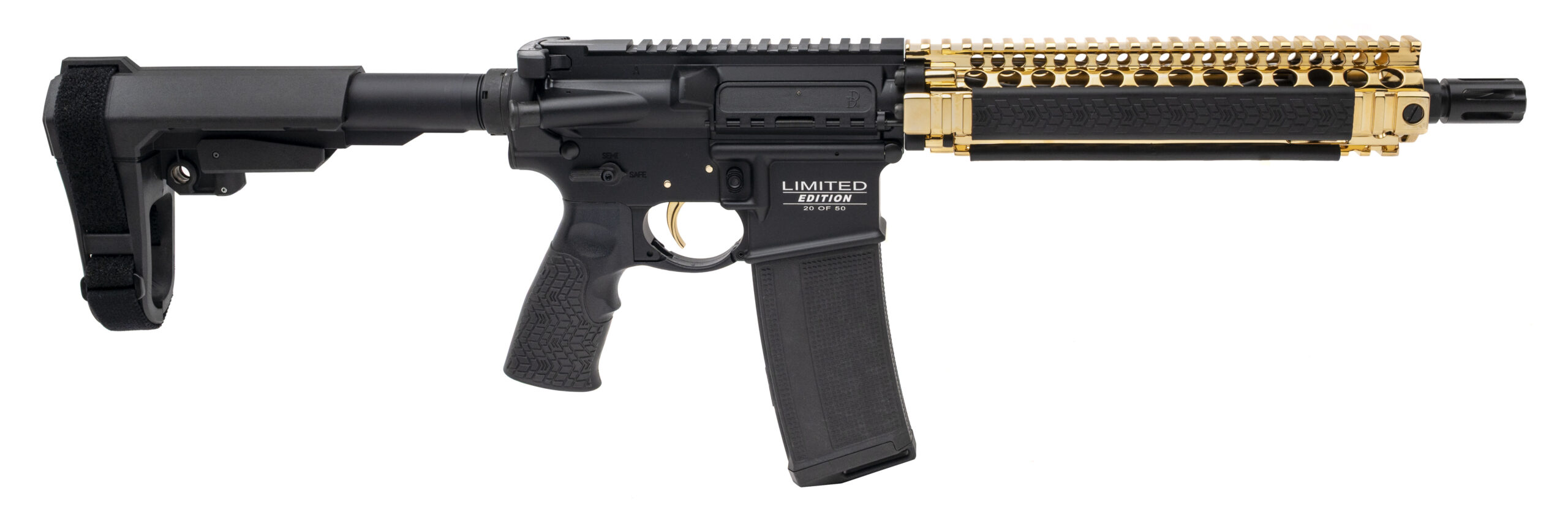 (SN: DDM4612223) CNC Daniel Defense MK18 "Gold" Limited Edition Pistol 5.56 NATO (L2025-12248) NEW