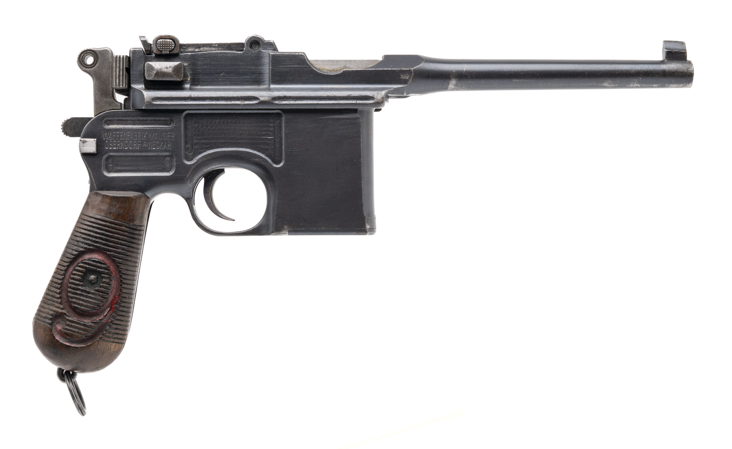 WW1 MAUSER C96 BROOMHANDLE RED 9 PISTOL 9MM (D2025-02466) DTX